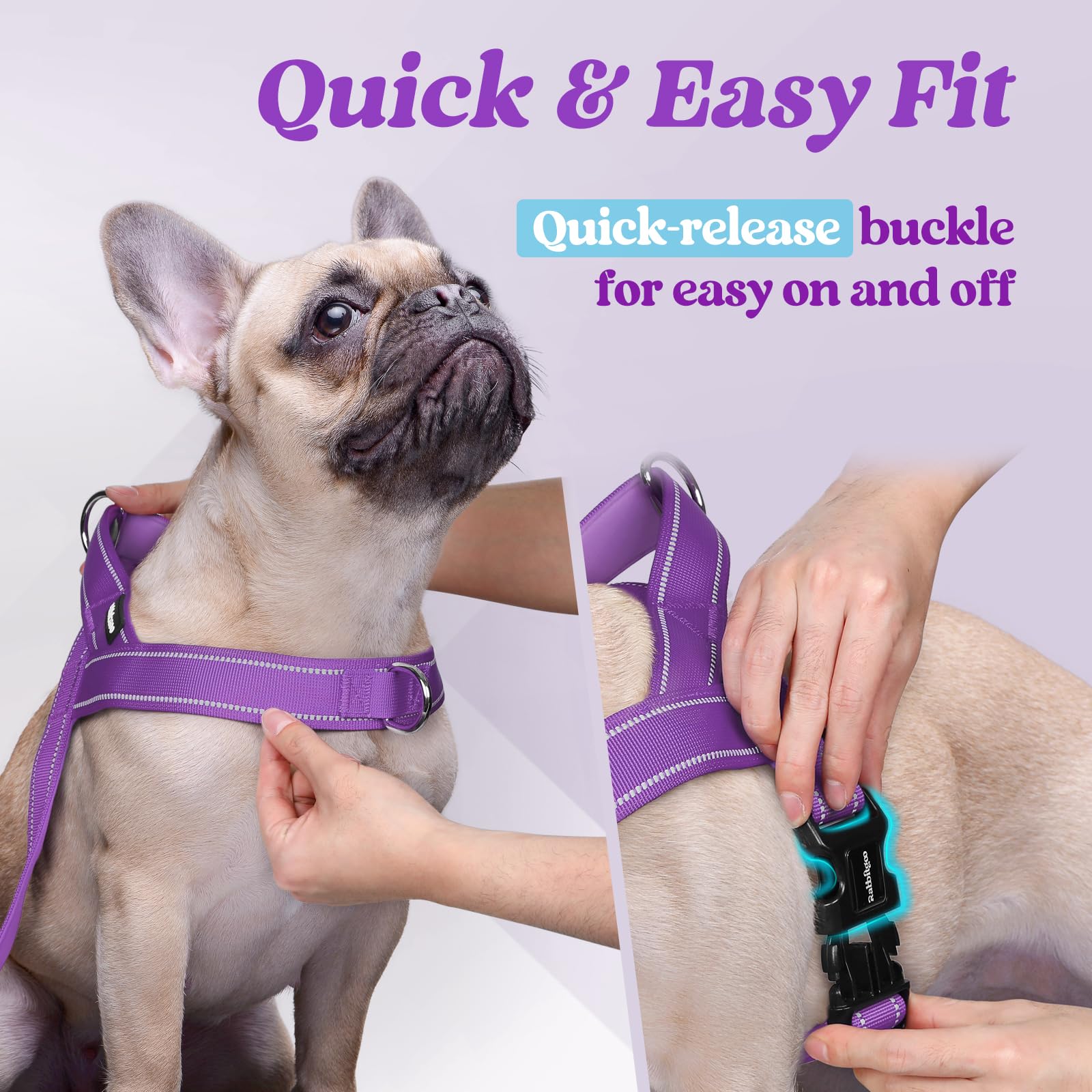 Rabbitgoo Dog Harness No Pull, Quick Fit For Large Dogs With Soft Padded Handle, Chest Adjustable Reflective Pet Vest, No Choke