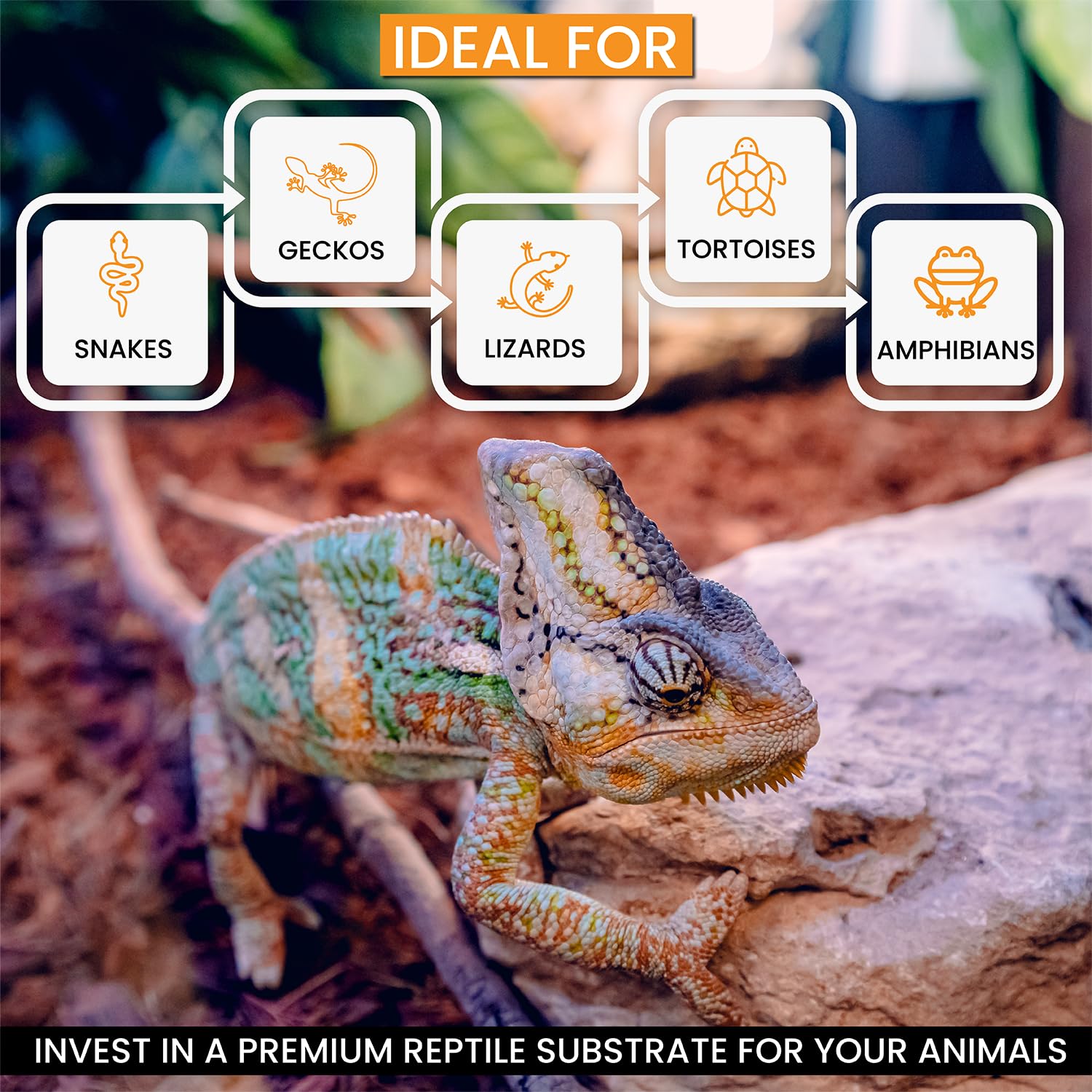 Reptichip Coconut Chip Bedding 72 Quart Block for Snakes, Turtles, Tortoises - Organic Coco Husk Substrate, Model f-606