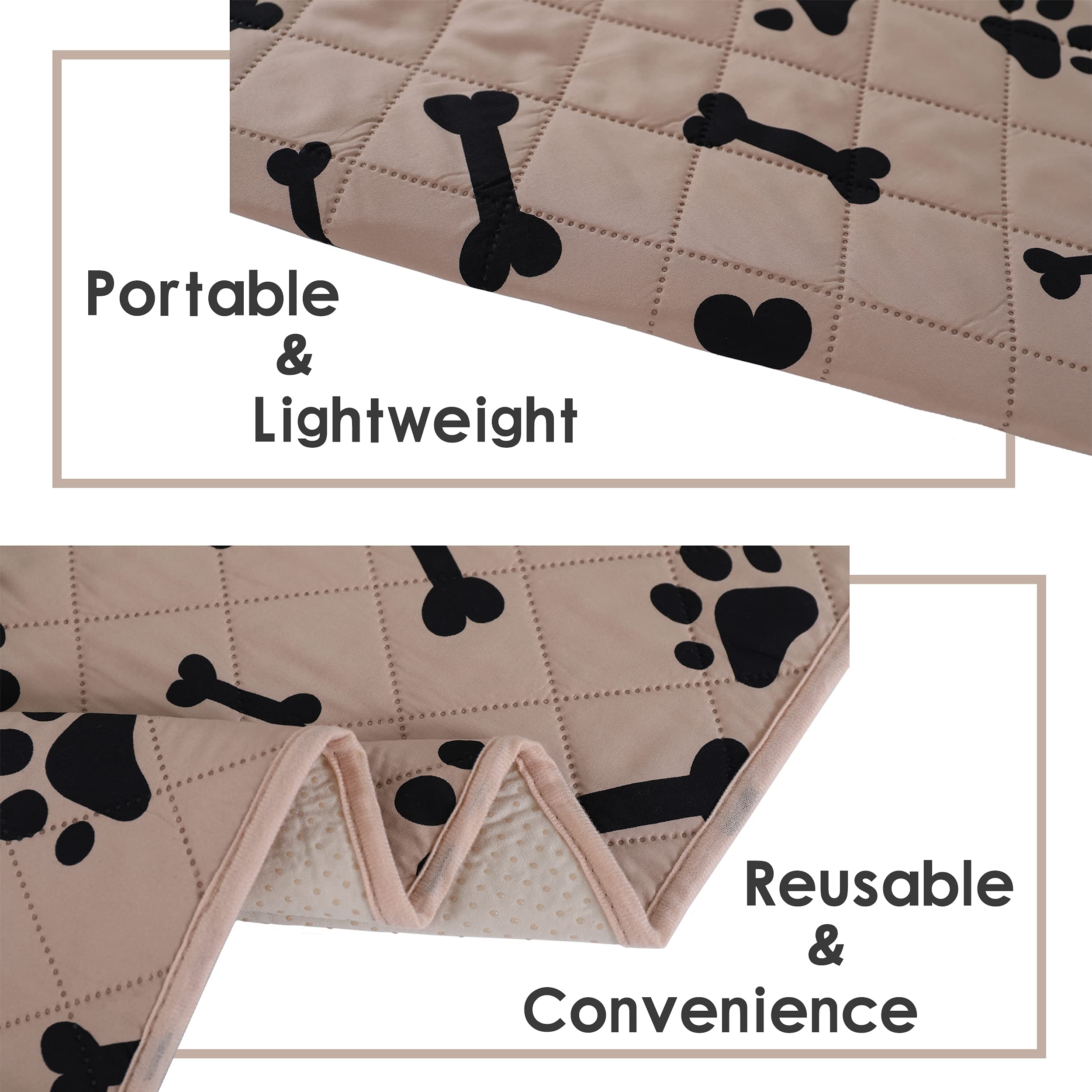 Dog Crate Pee Pads - Wahable Dog Rugs Non-Slip Puppy Pads For Small Dogs, Water Absorb Training Pads (40Round (2Pack), Beige)