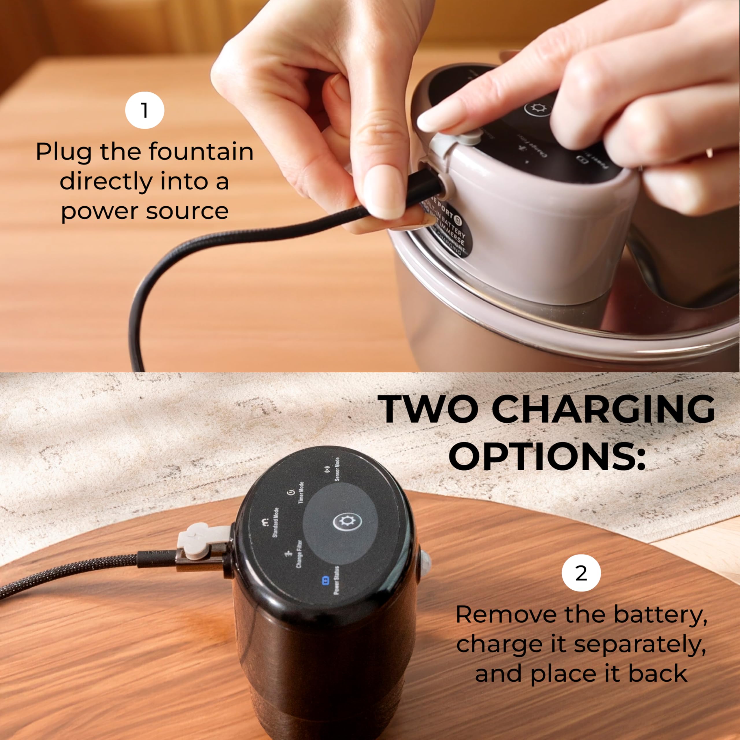 Lippup Wireless Cat Water Fountain Stainless Steel, 5200Mah Battery, Ultra Quiet, Automatic Water Dispenser For Cats, 108Oz/3.2L