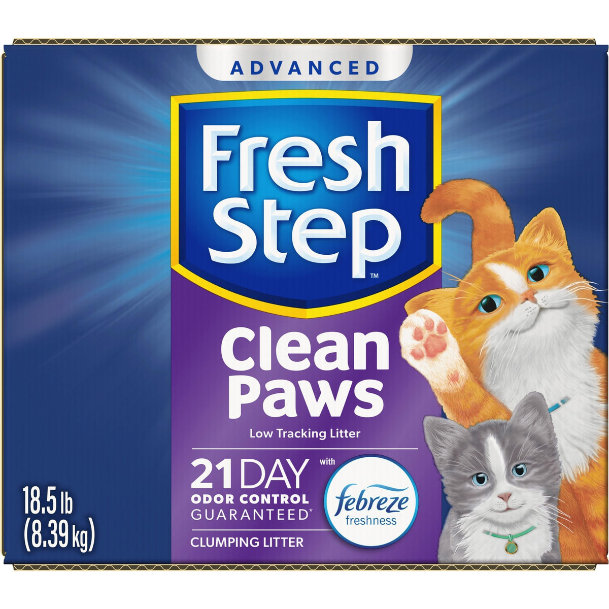 Fresh Step Clean Paws Cat Litter With Febreze Freshness, Advanced Multi Cat Low Tracking Clumping Litter, 37 Lbs. (2 X 18.5 Lb. Box)