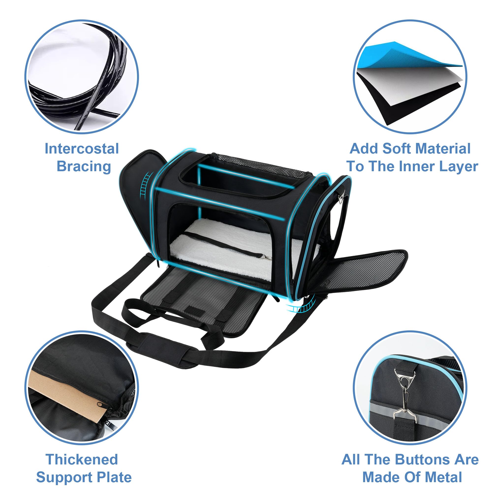 Soundy Large Cat Carrier Dog Carrier Under 25 Lbs,Collapsible Ventilated Portable Pet Bag With Soft Sided Breathable Mesh For Lo