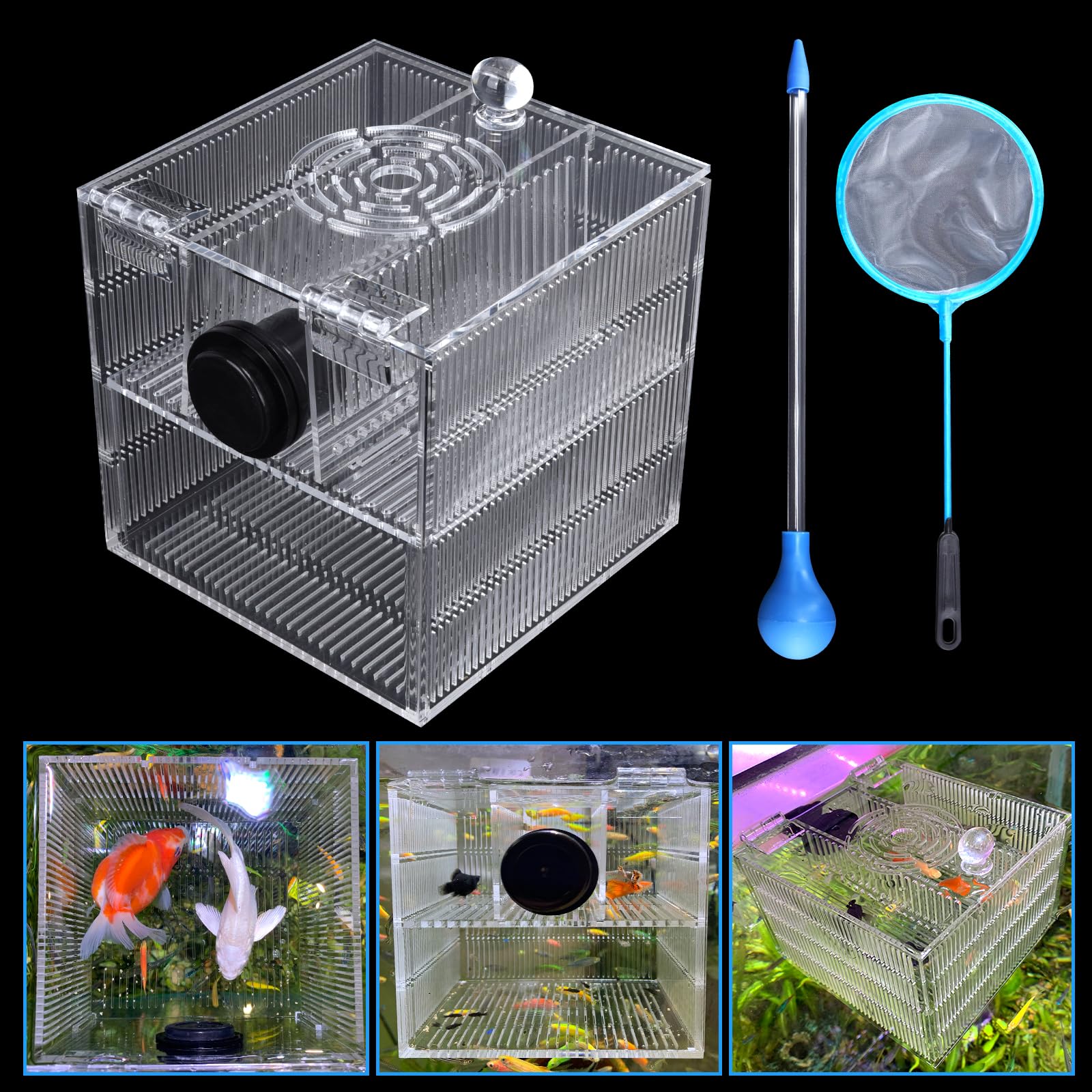 Magnetic Fish Breeder Box For Isolation Boxes Acclimation Hatchery Breeding Incubator For Guppy Baby Betta Shrimp Saltwater Clow