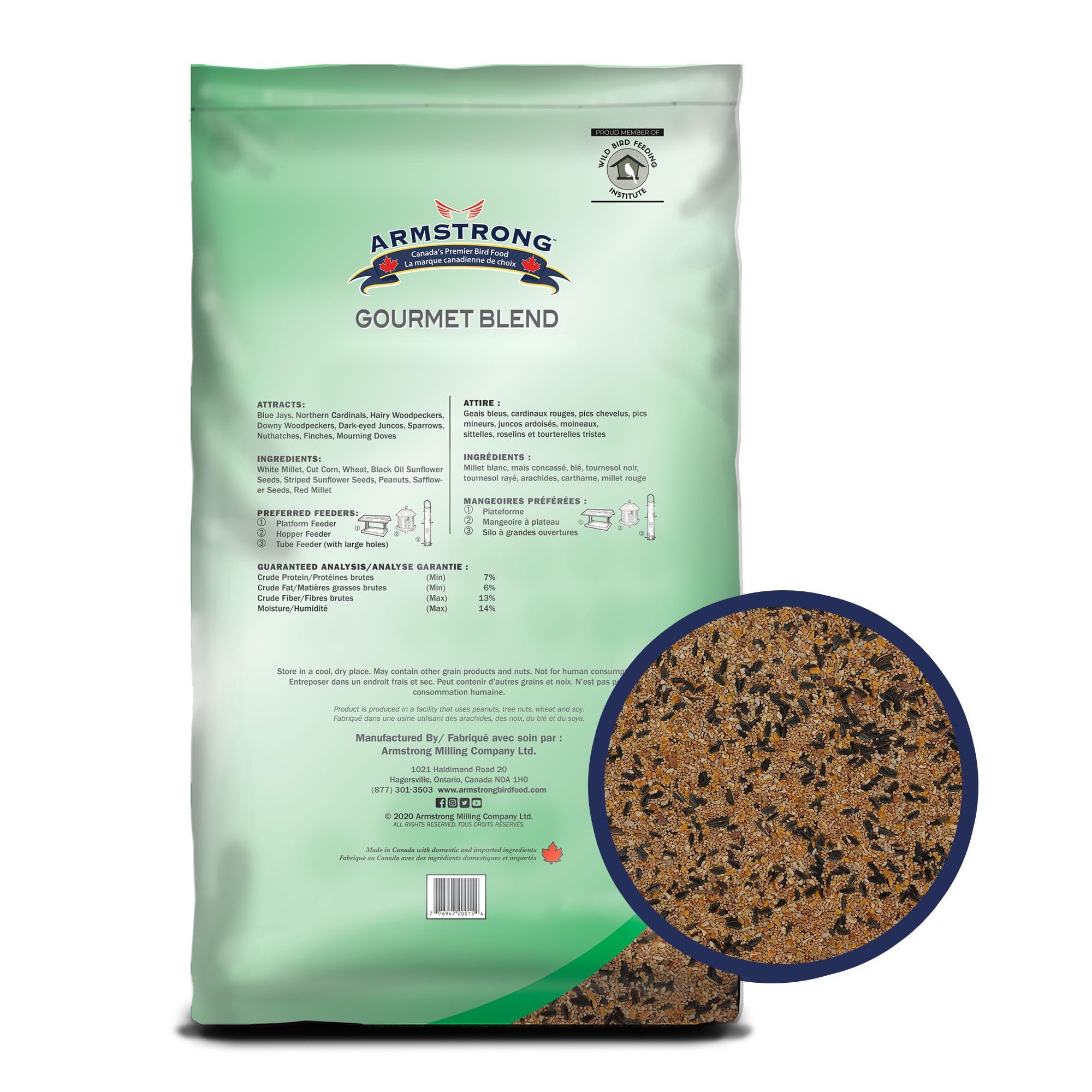 Armstrong Bird Food Gourmet Blend, 33 Pounds - with White & Red Millet, Cut Corn, Wheat, Black Oil Sunflower, Striped Sunflower,