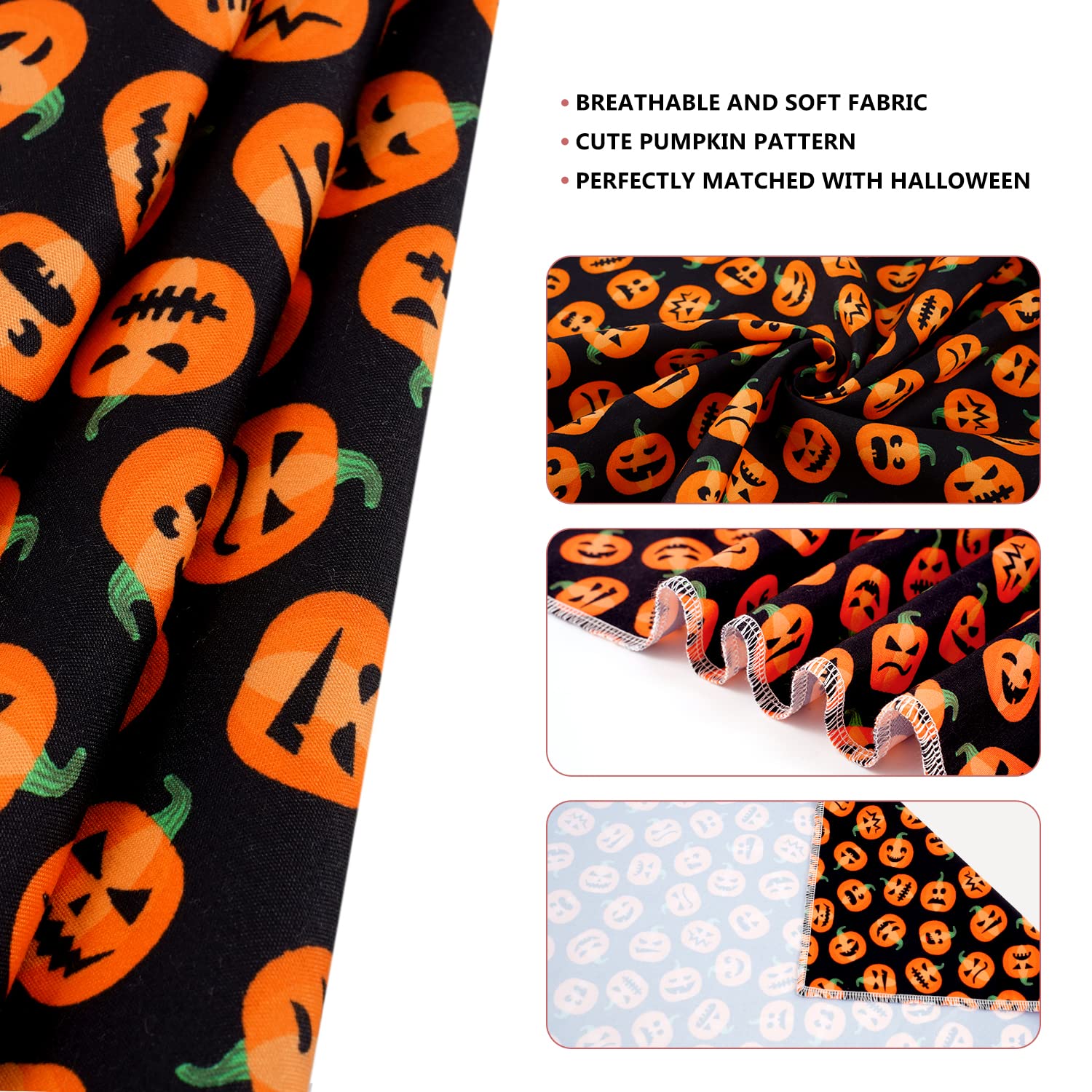 Thanksgiving Dog Bandanas & Matching Scrunchie Set Pumpkin Dog Scarf Kerchiefs Pet Outfit For Medium Large Dogs Owner Mom Orange Black Costumes