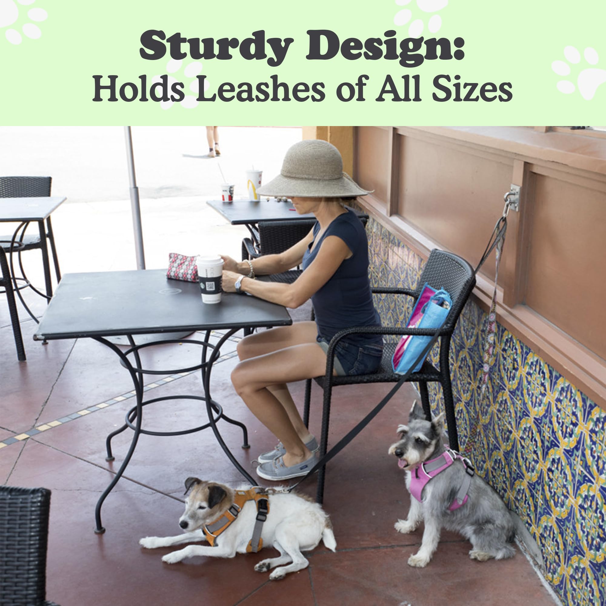 Canine Hitch- Secure Dog Leash Parking Indoor- Outdoor Wall Hook With Ez Clip - Tie Out Stainless Steel - Practical Lead Managem