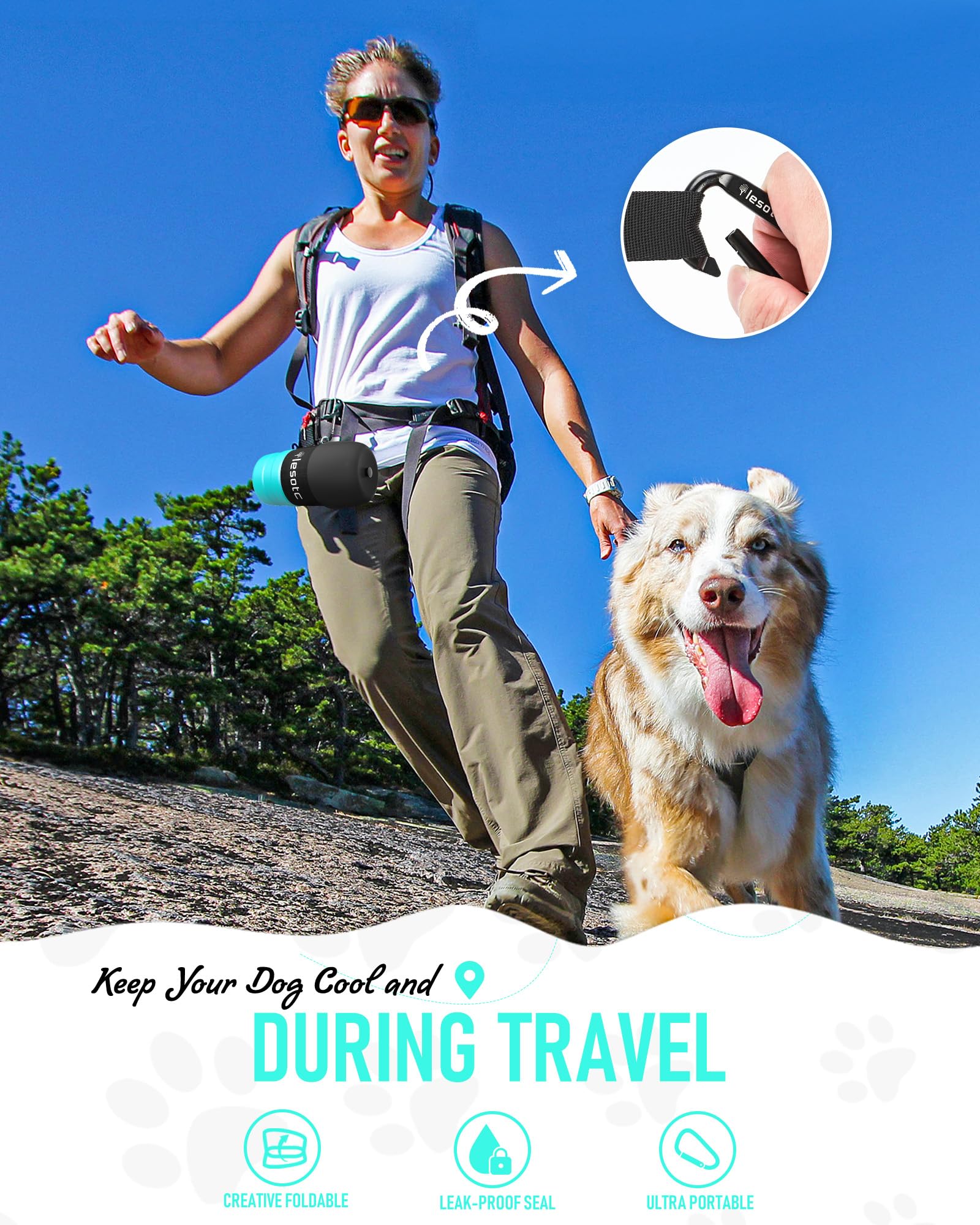 Lesotc Dog Water Bottle, Portable Dog Water Dispenser, Leak Proof Dog Travel Water Bottle Pet Water Bottle For Outdoor Walking,