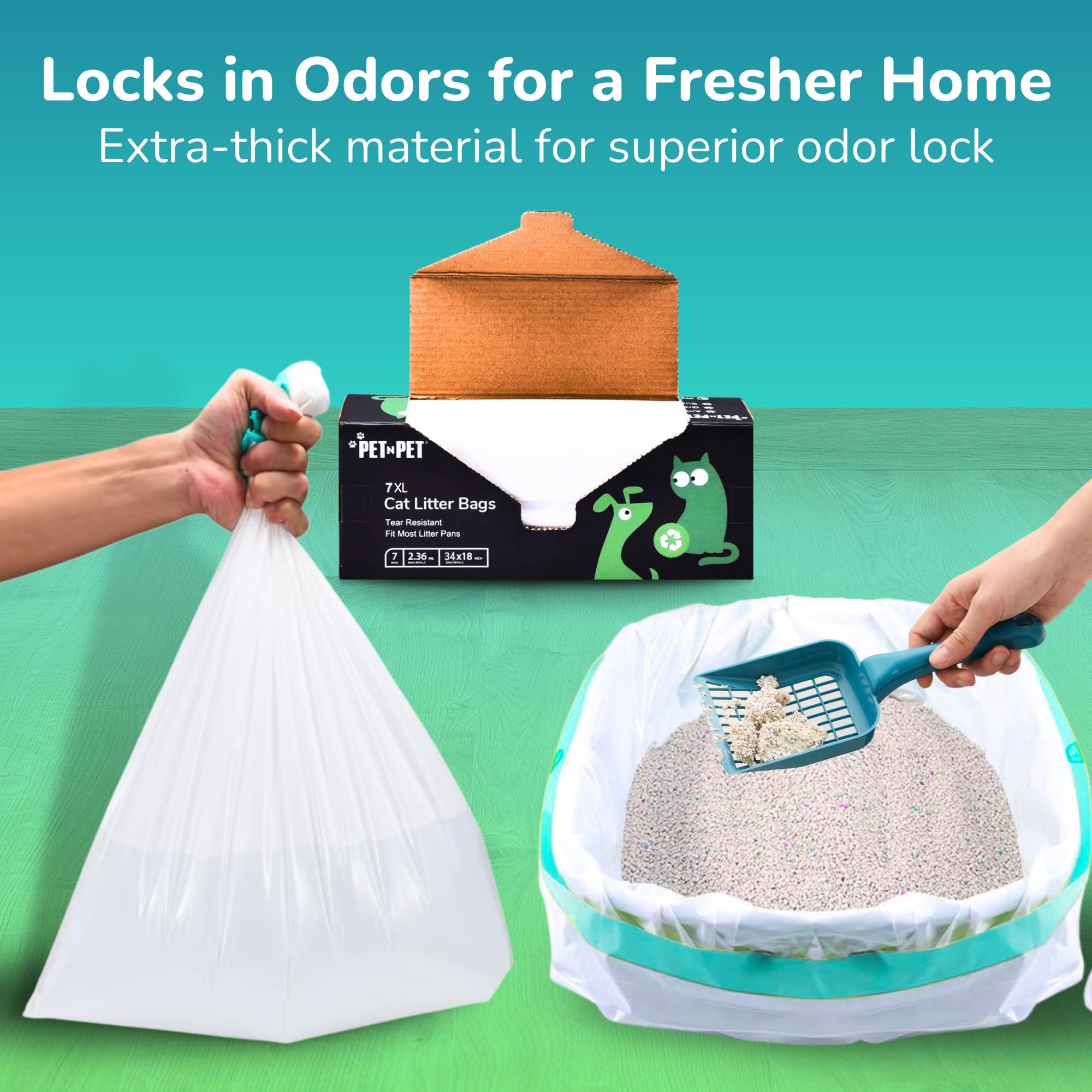 Pet N Pet Cat Litter Box Liners Bags Extra Large, Heavy Duty Tear Resistant & Drawstring Closure Cat Litter Bags, Waterproof Kit