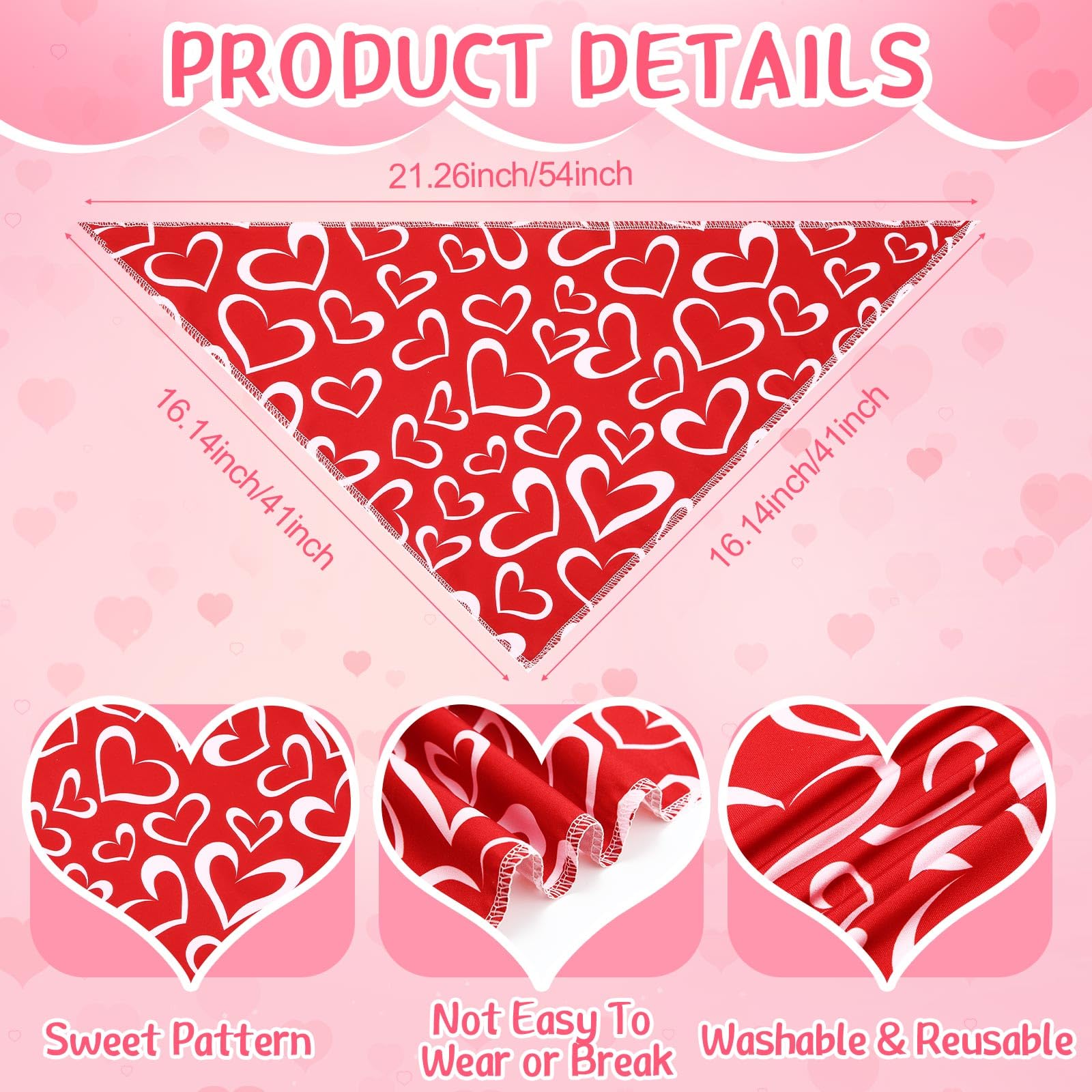 Paterr 100 Pieces Dog Bandanas Bulk Valentines Pet Handkerchief Soft Triangle Bibs Cute Kerchief Adjustable Washable Pet Scarf C