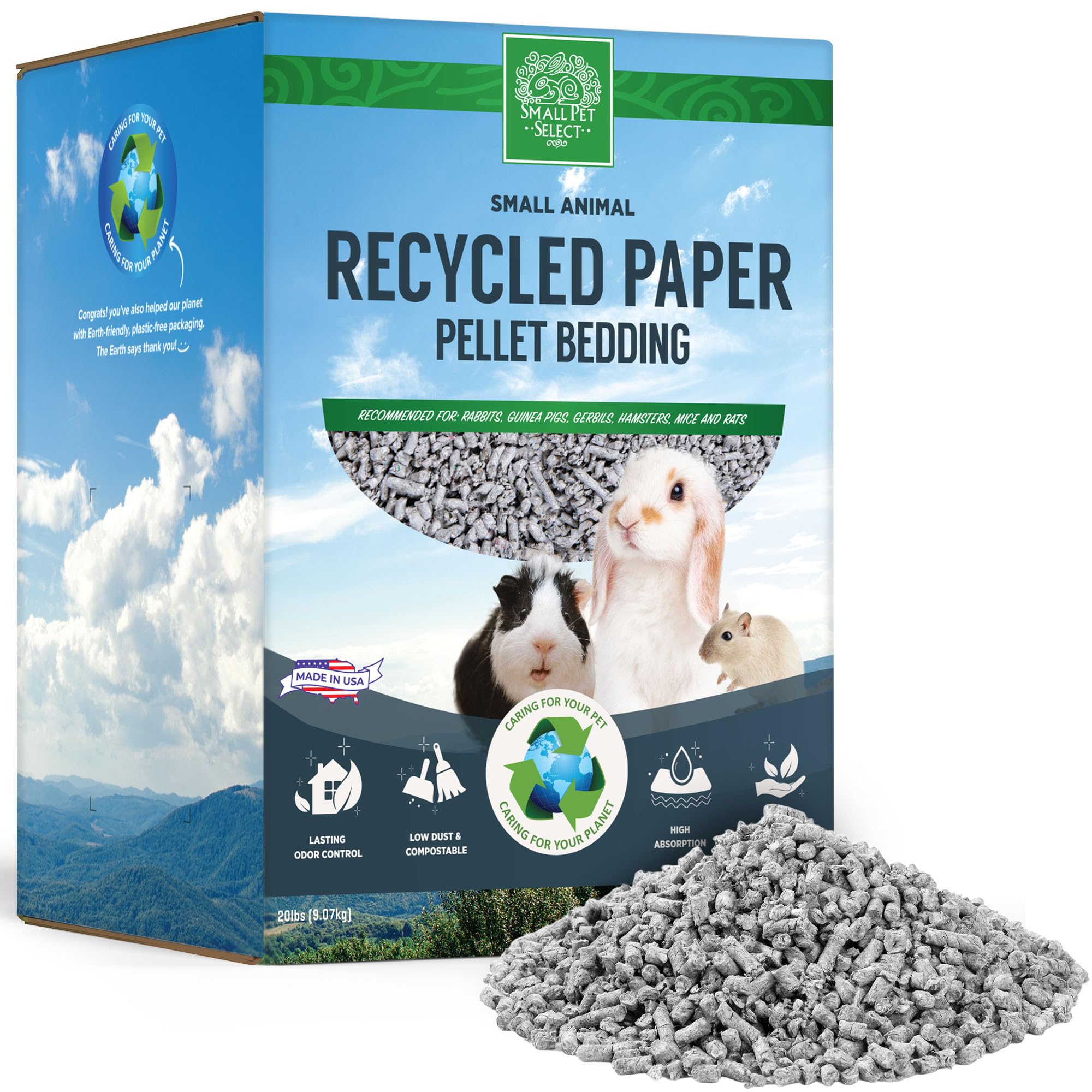 Small Pet Select- Small Animal Pelleted Paper Bedding For Rabbits, Guinea Pigs, And Other Small Animals, 20Lb