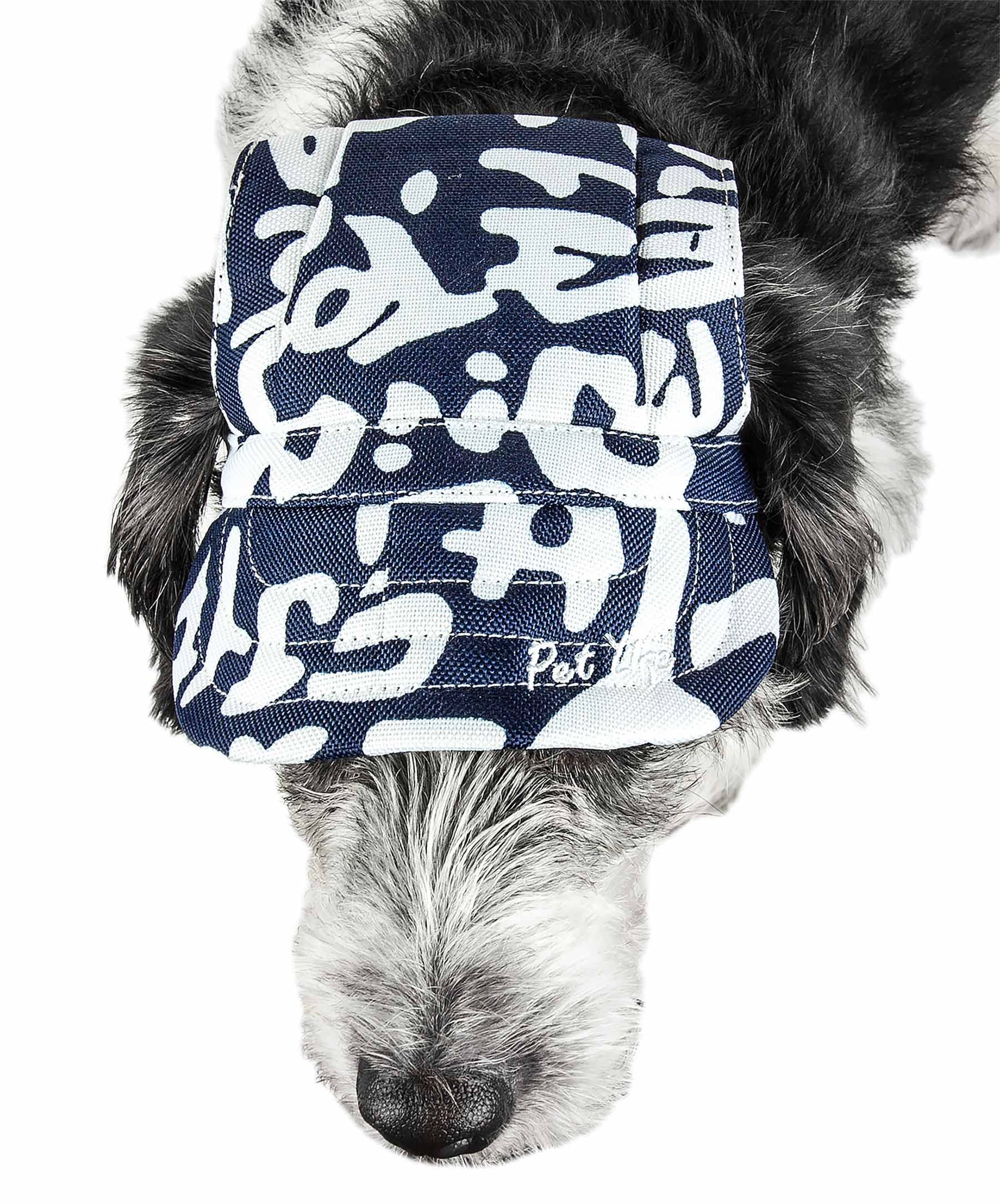 Pet Life ® Graffiti Patterned Dog Hat With Uv Coverage Protection - Provides More Shade Than A Dog Banadana - Features Ear Holes And Adjustable Jaw-Strings For Quick Slip-On Access