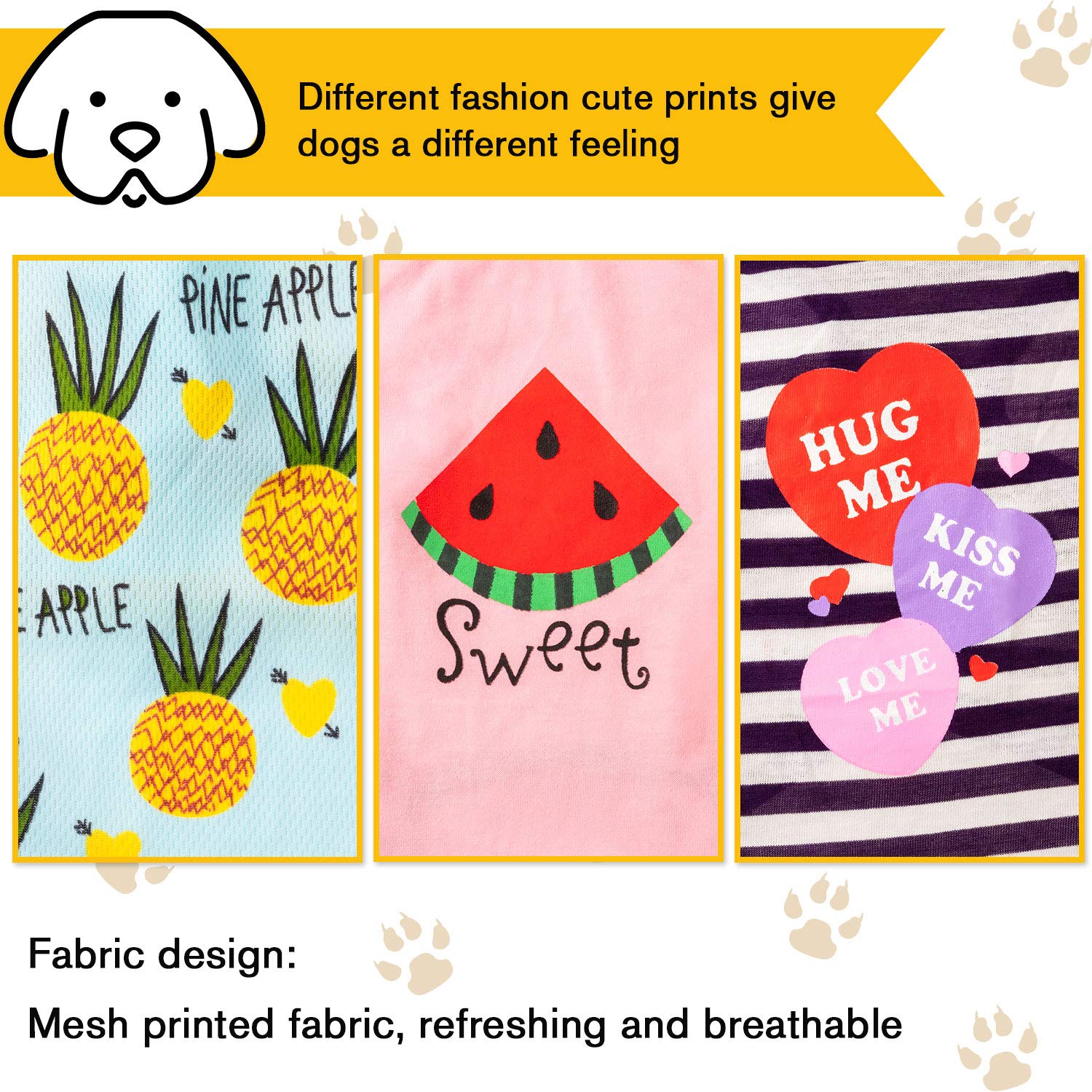 Satinior Pet Shirts Printed Puppy Shirts Dog Sweatshirt Cute Dog Clothing Dog Pullover Soft Shirt For Pet Dog Apparel Christmas New Year (Pineapple, Bear, Watermelon, Heart, Letters, Xs)