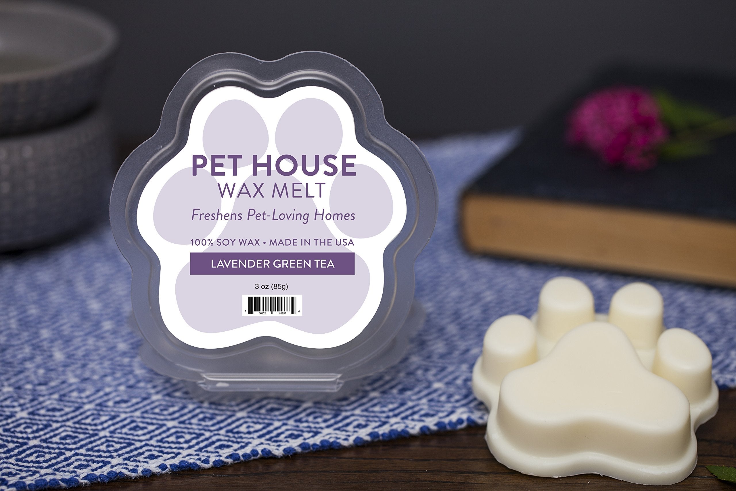 One Fur All 100% Natural Plant-Based Wax Melts, Pack Of 2 By Pet House - Long Lasting Pet Odor Eliminating Wax Melts Non-Toxic, Dye-Free Unique, Made In Usa - (Pack Of 2, Lavender Green Tea)