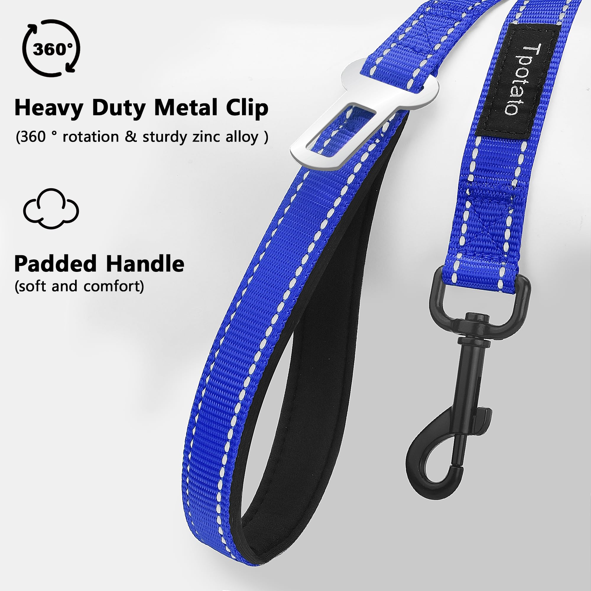 6 Foot Blue Dog Leashes For Large Medium And Small Breed Dogs That Pull,Reflective Nylon Heavy Duty Dog Leash With 2 Comfortable