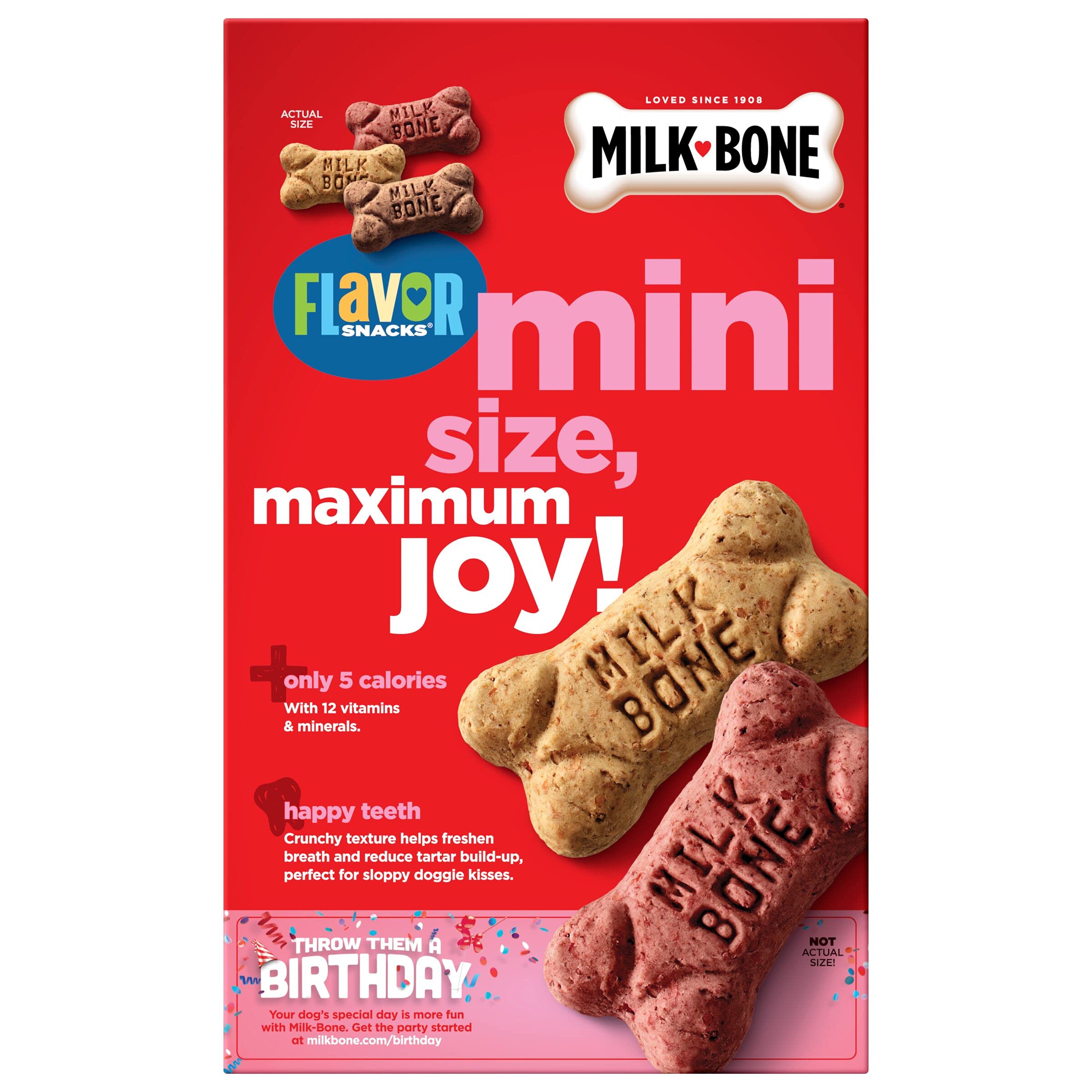 Milk-Bone Minis Flavor Snacks Dog Treats, 15 Ounce (Pack of 6) Crunchy Texture Helps Reduce Tartar