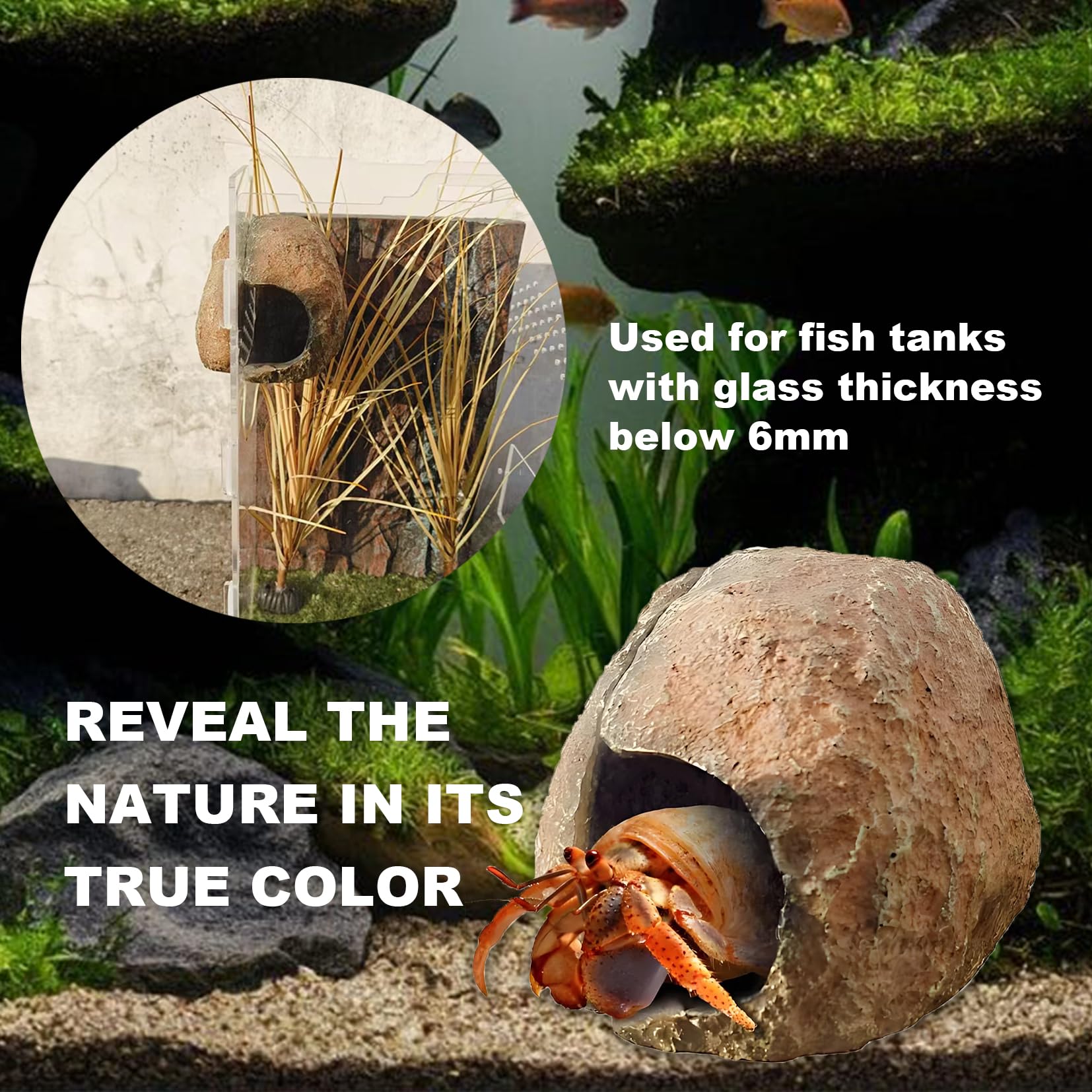 Aquarium Decor Ornaments,Magnetic Detachable Fish Tank Decorations Hideout,Resin Fish House for Betta Fish Tank Decor,Shrimp Tan