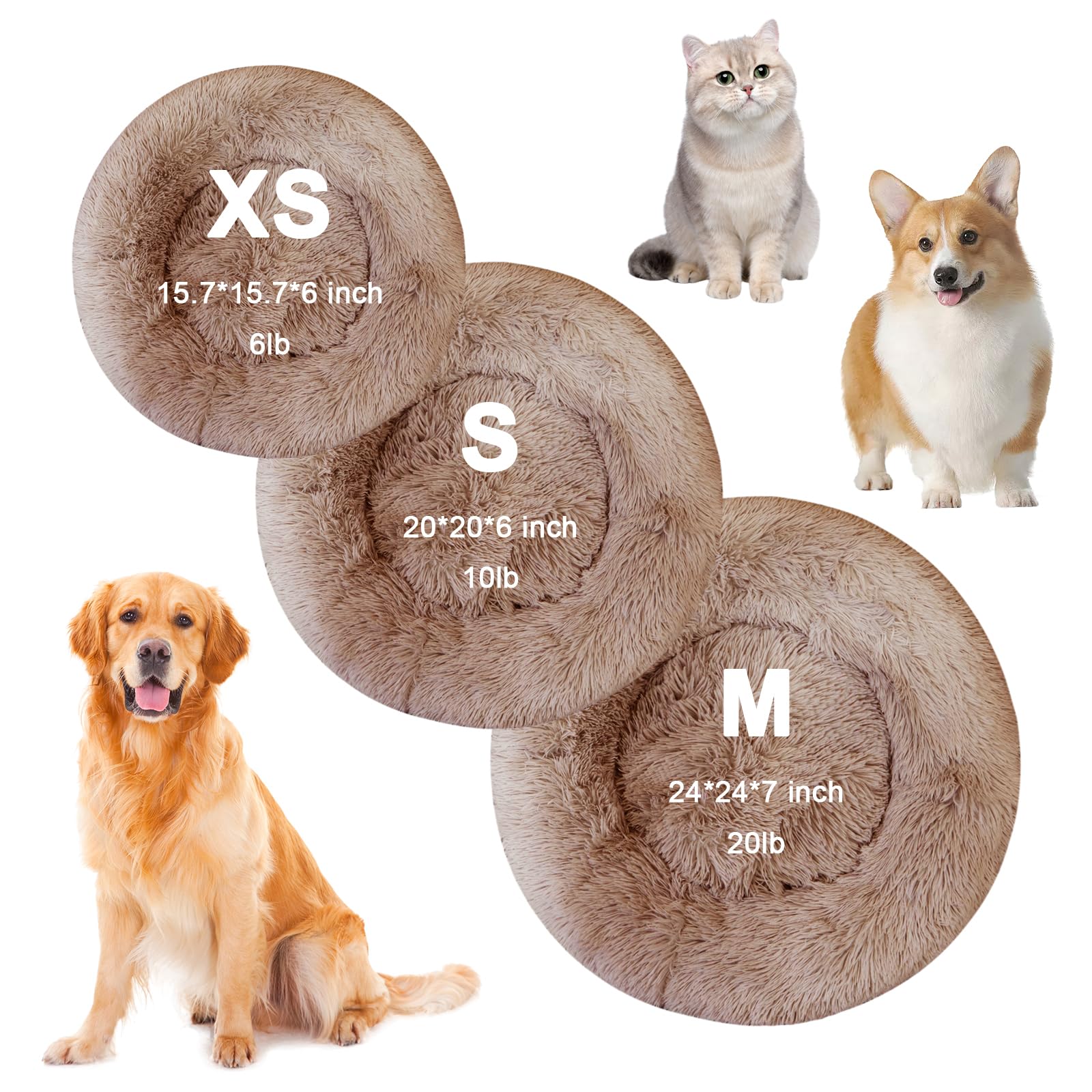 Nisrada Cat Beds For Indoor Cats,24 Inch Dog Bed For Small Melium Large Dogs, Washable-Round Pet Bed For Puppy And Kitten With S