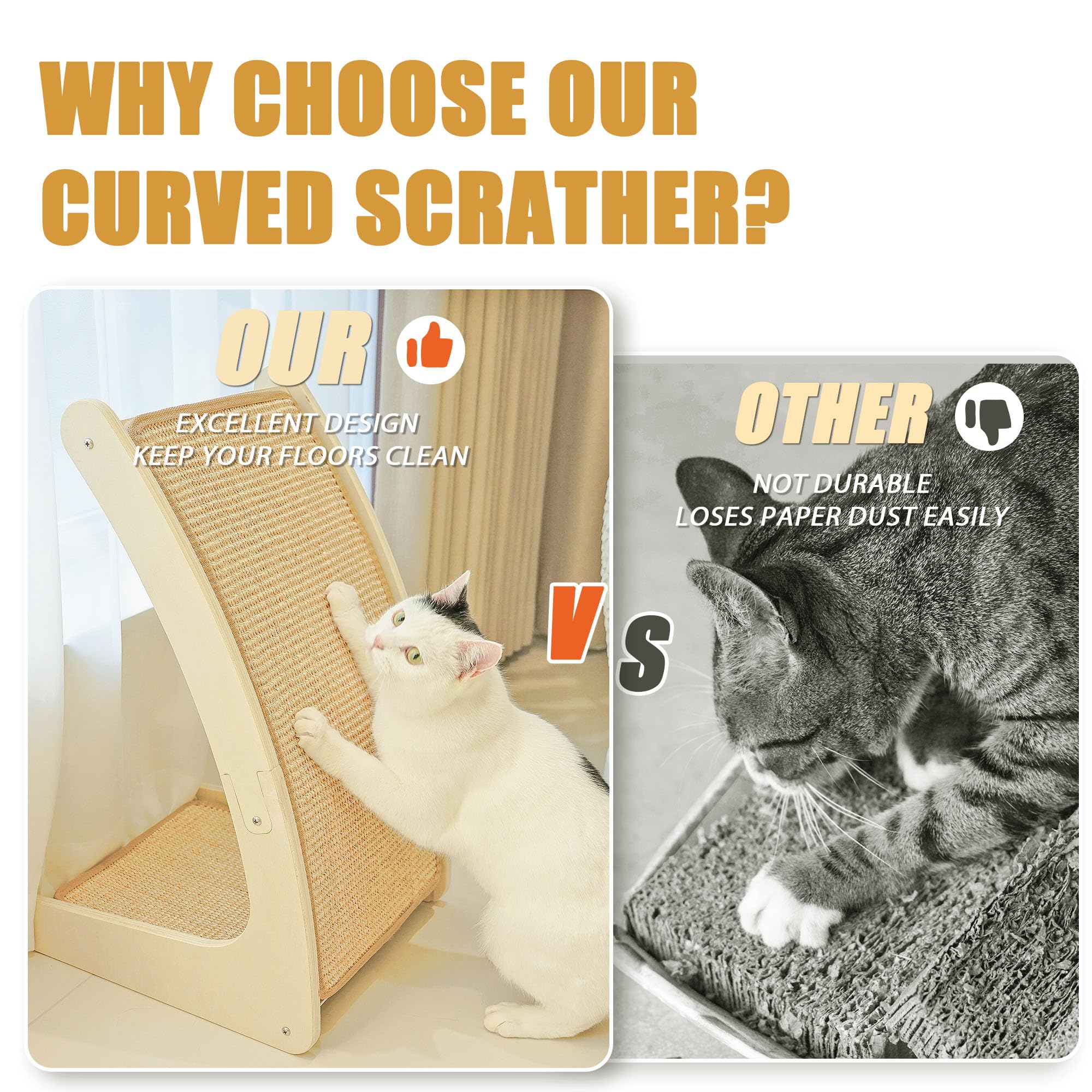 Cat Scratcher, Curved Cat Scratching Board For Indoor Cats, Protecting Furniture Cat Scratch Pad, Floor Mounted Cat Scratching W