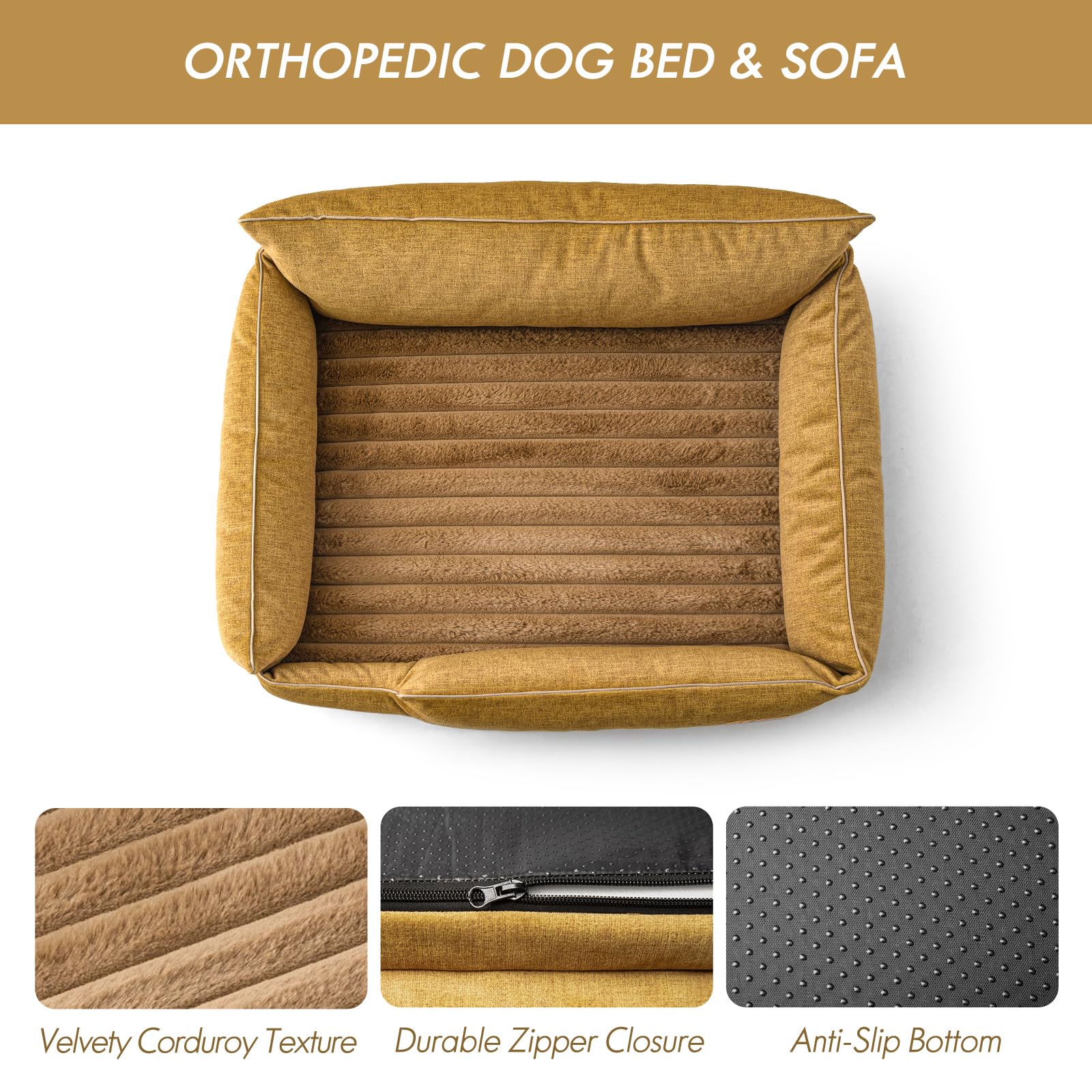 Clevahome Comfort Orthopedic Dog Sofa Bed For Small Dogs And Cats - Water-Resistant, Washable Cover & Nonslip Bottom, Orthopedic