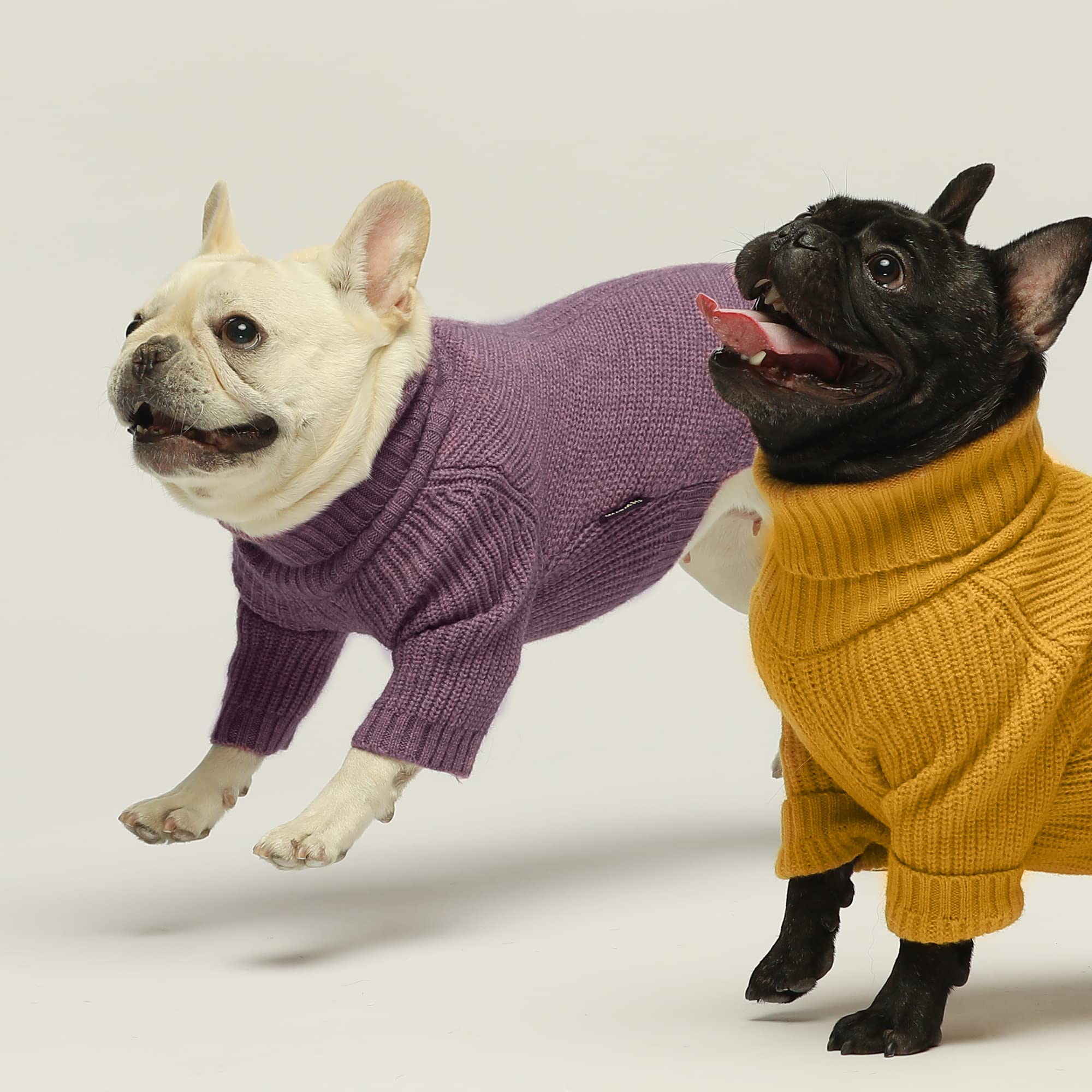 Fitwarm Thermal Knitted Dog Sweater Doggy Winter Coat Pet Clothes Doggie Turtleneck Jacket Puppy Outfits Cat Sweatsuit Purple Xx-Large