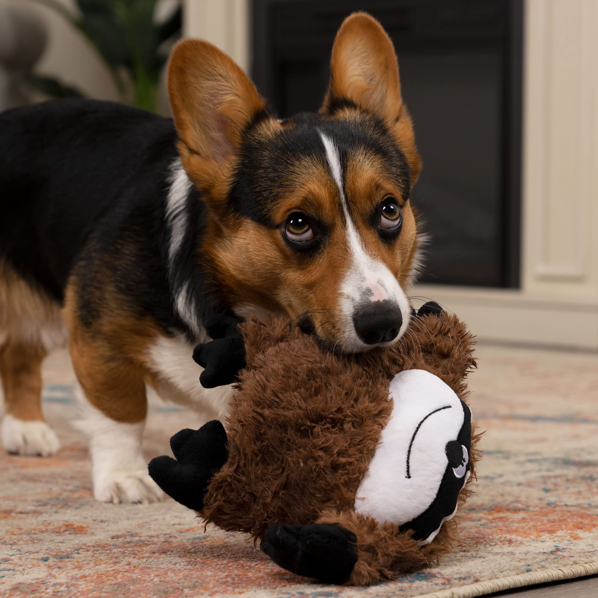 goDog PlayClean Sloth Squeaky Plush Dog Toy with Odor-Eliminating Essential Oils, Chew Guard Technology - Brown, Large