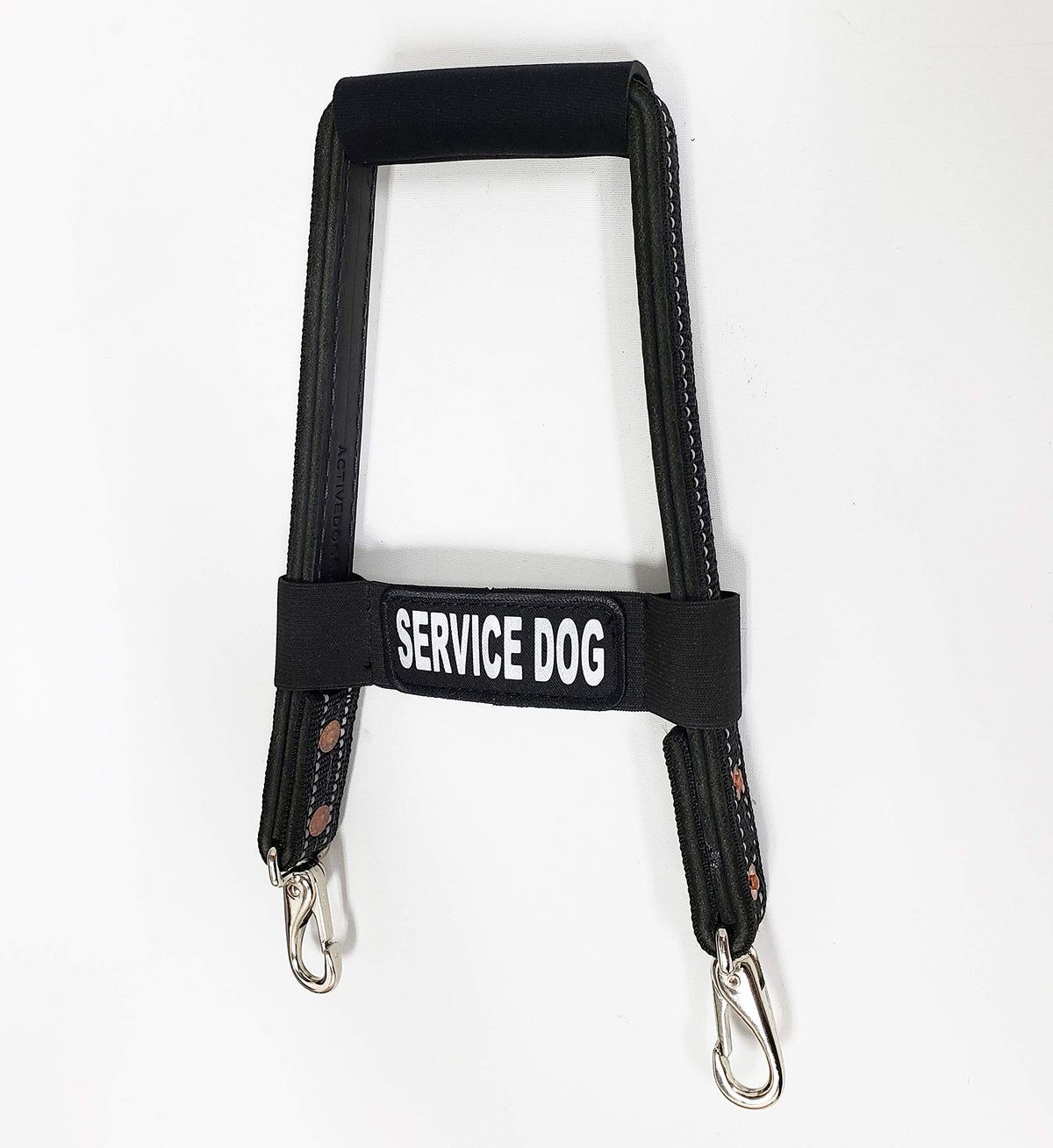 Activedogs Leather Snap-On Service Dog 16' Bridge Handle + Reflective Service Dog Id Band W/Neoprene Padded Handle