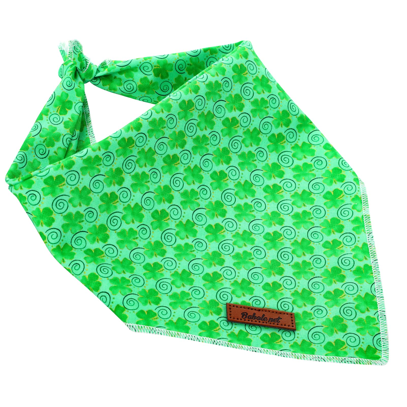 Babole Pet St.Patrick'S Day Dog Bandanas, 1Pc Green Clover Washable Square Dog Scarfs For Small Medium Large Dogs Adjustable Dogs Bib Scarfs For Girl And Boy(L)