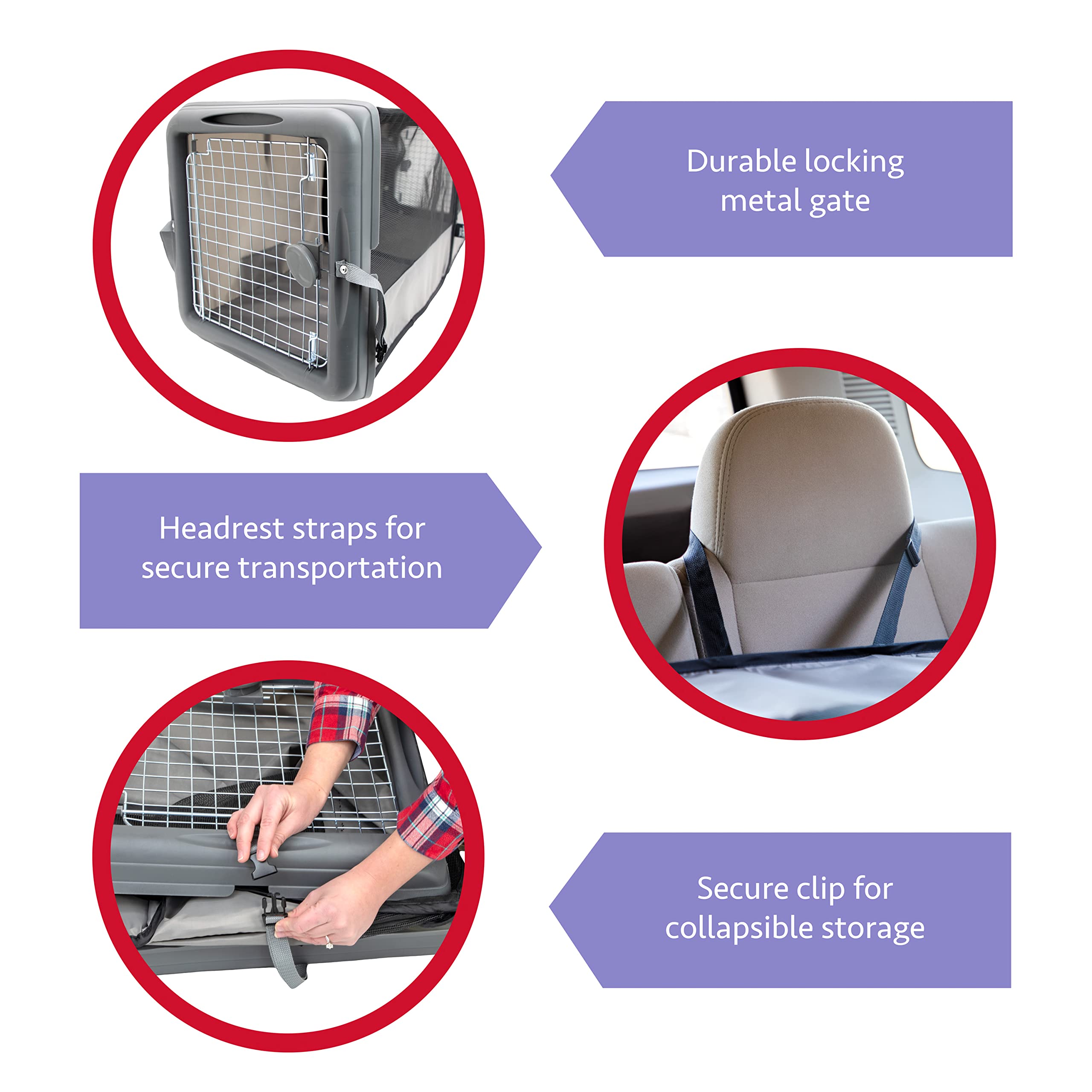 SportPet Designs Large Tan Plastic Car Seat Pet Crate with Divider - Model 23-HA005