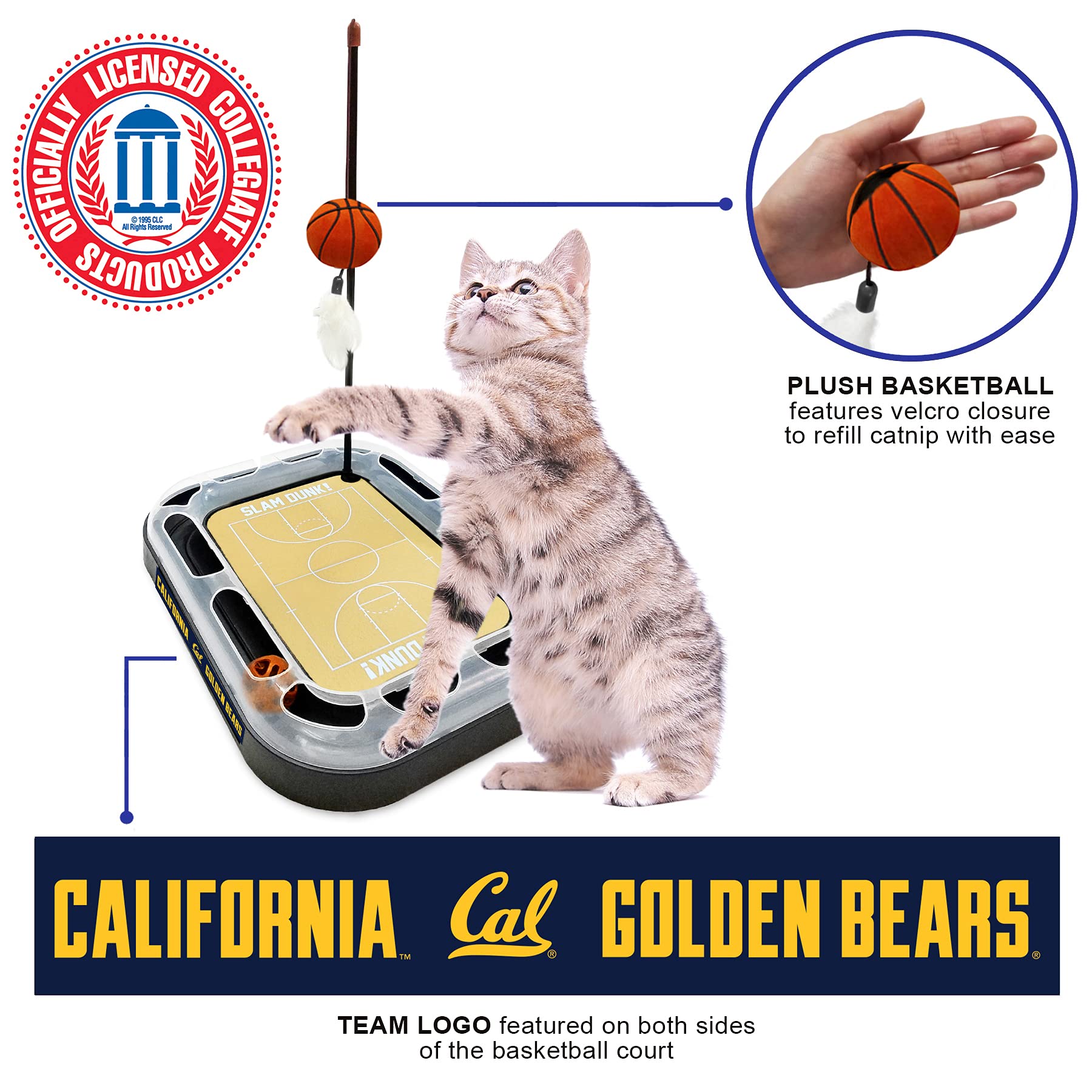 Cat Scratch Toy Ncaa California Berkeley Golden Bears Reversible Basketball Court Felt/Cardboard Cat Scratcher. Interactive Cat