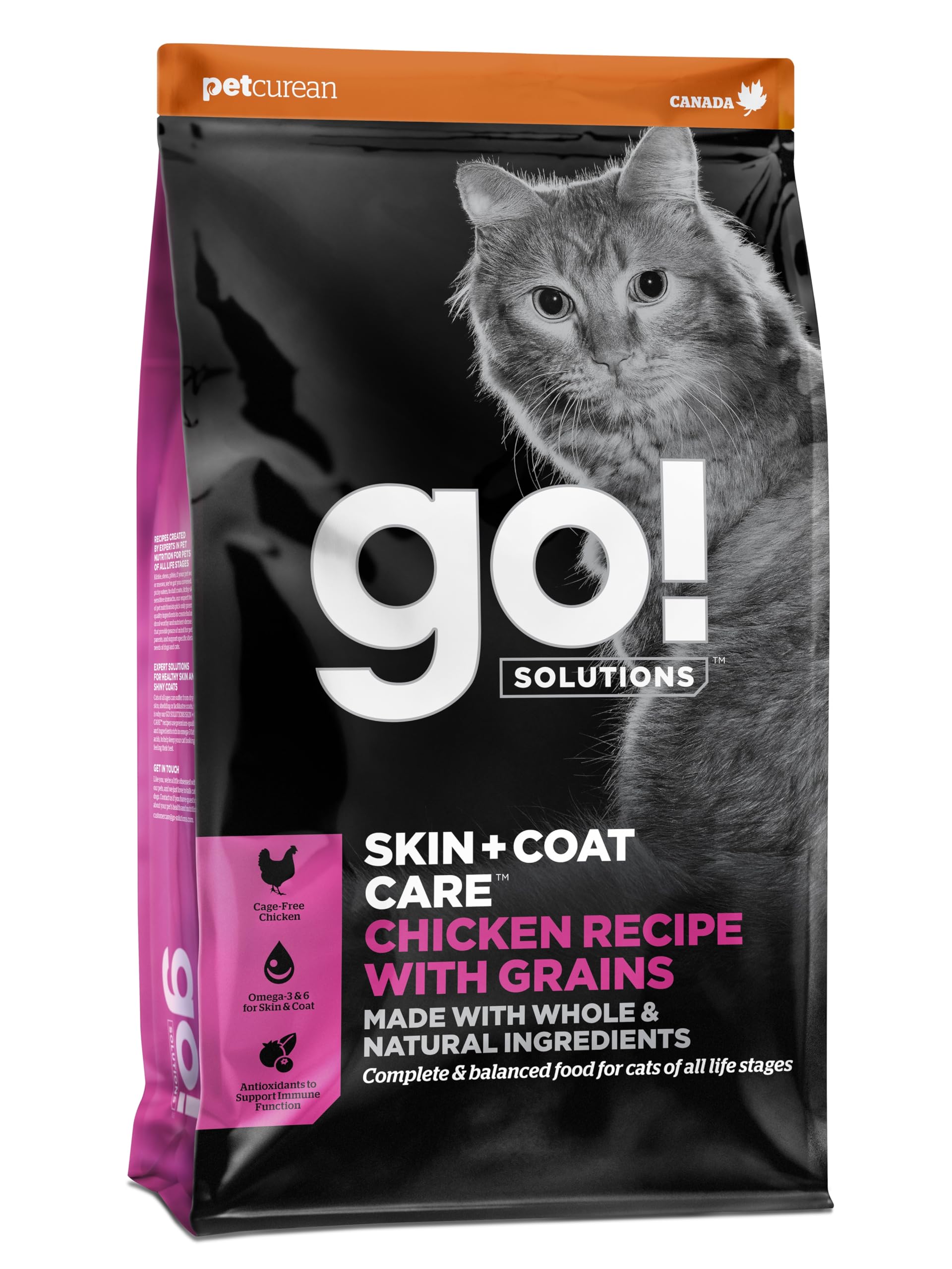 Go! Solutions Skin + Coat Care, Dry Cat Food, Chicken Recipe with Grains, 16 lb Bag