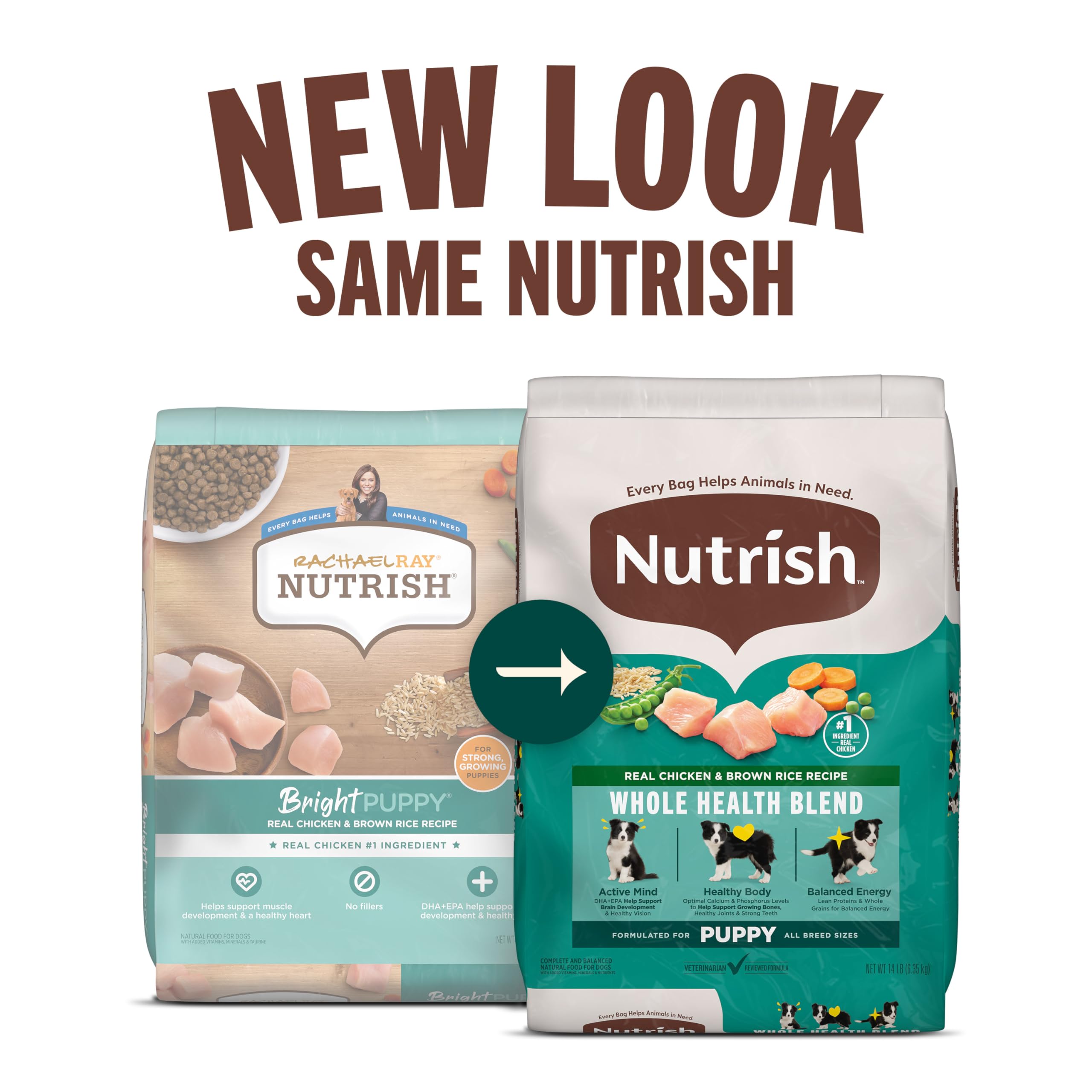 Nutrish Puppy Real Chicken & Brown Rice Recipe Whole Health Blend Dry Dog Food, 6 lb. Bag, Packaging May Vary (Rachael Ray)