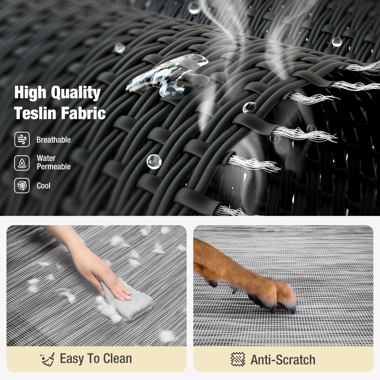 Veehoo Cooling Elevated Dog Bed, Raised Pet Cot With Guardrail & Slope Headrest, Durable Breathable Teslin Mesh, Non-Slip Feet,