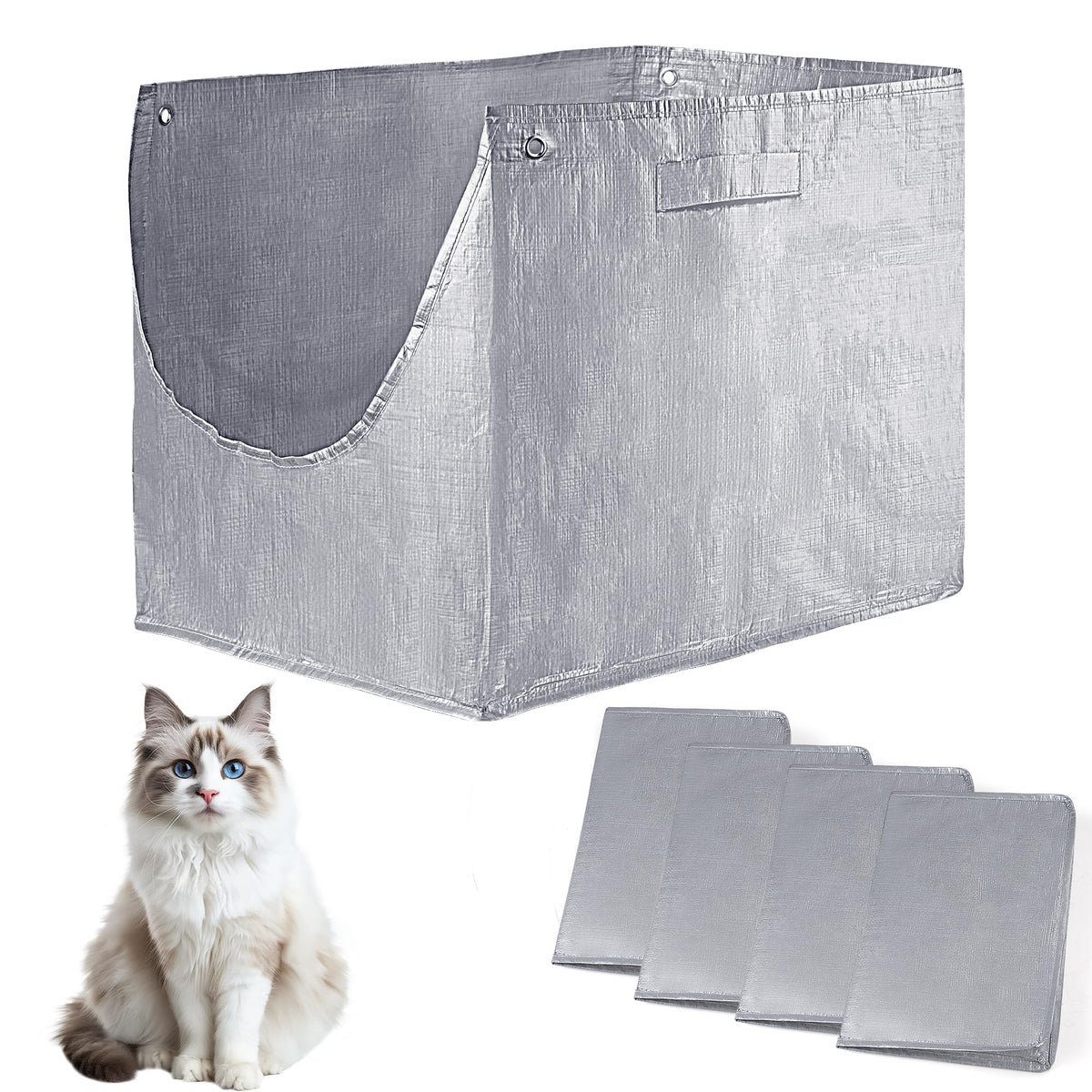 4 Pack Refill Liners Compatible With Modkat Flip Litter Box Liners Type F, Reusable Litter Liners For Type F With Carrying Handl