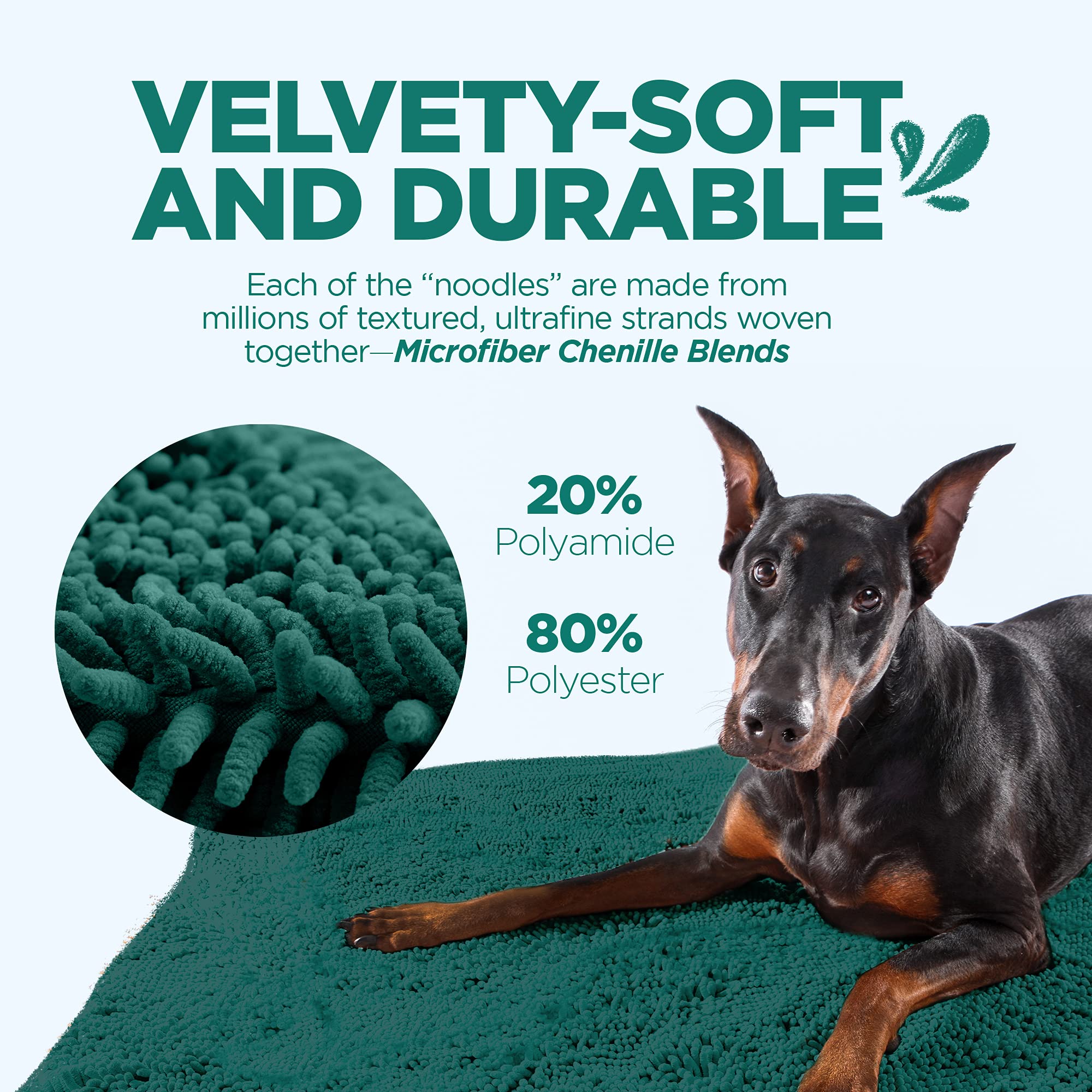 Soggy Doggy Doormat Plain Solid Color Design | Evergreen | Extra-Large 36    X 60    | Ultra Absorbent Microfiber Chenille Wet D