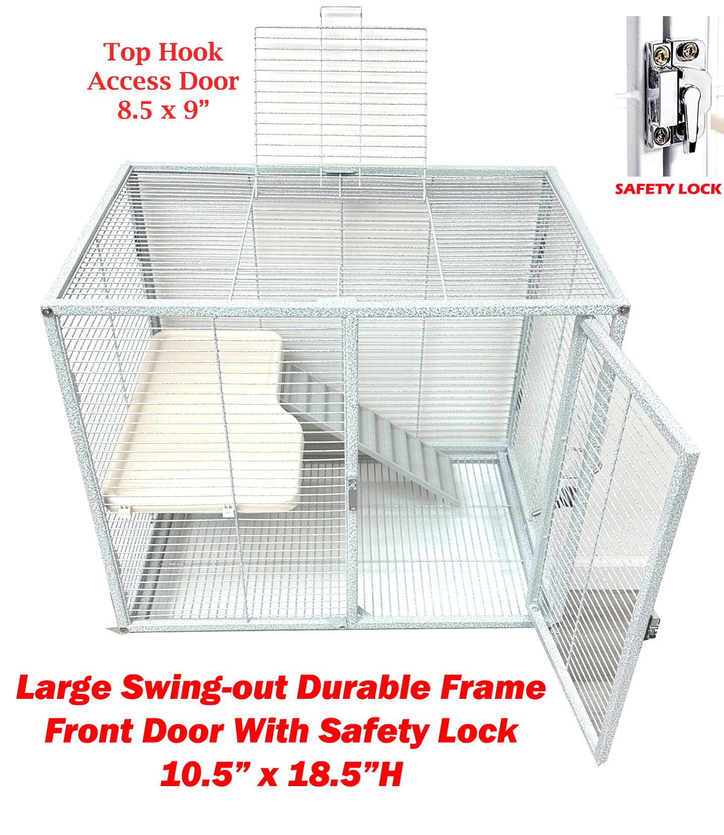 Two Tiers Deluxe Small Animal Critter Home Cage Tight 1/2-Inch Bar Spacing For Feisty Ferret Play Hammock Chinchilla Rat Mice Sq