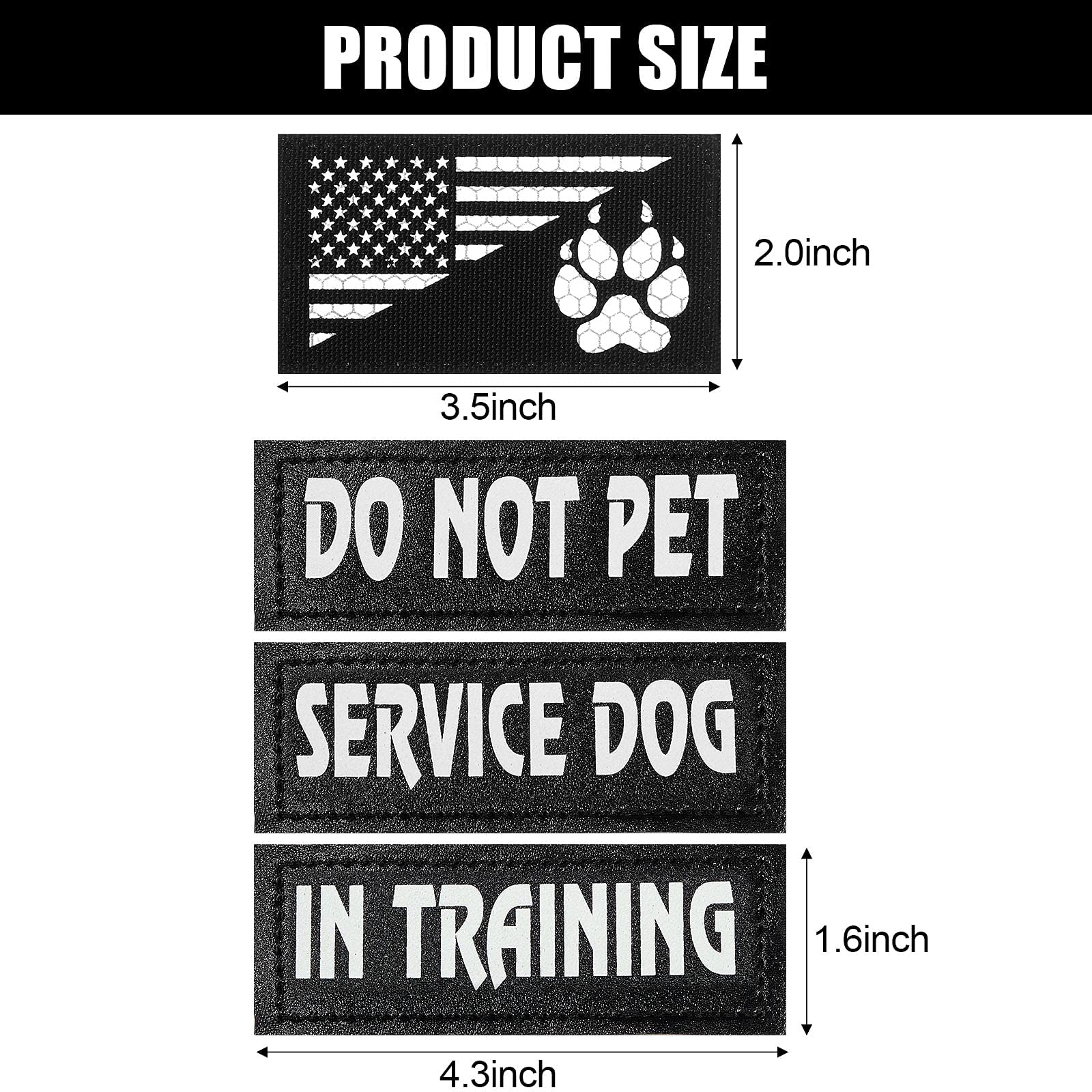 8 Pieces Service Dog Vest Patches Reflective Dog Patches In Training Dog Patches Do Not Pet And Dog Paw Patches Flag Removable T