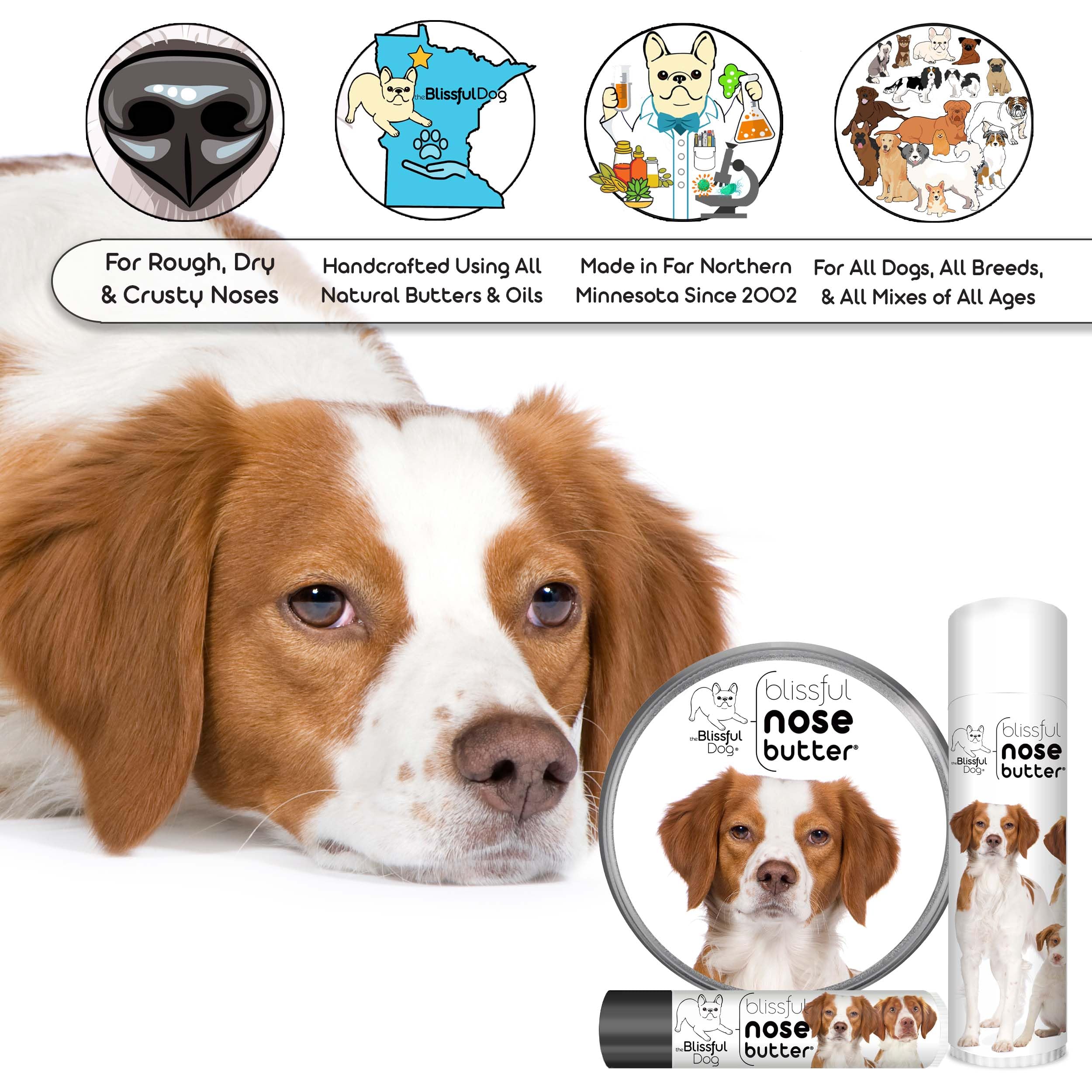 The Blissful Dog Brittany Spaniel Unscented Nose Butter, 4-Ounce
