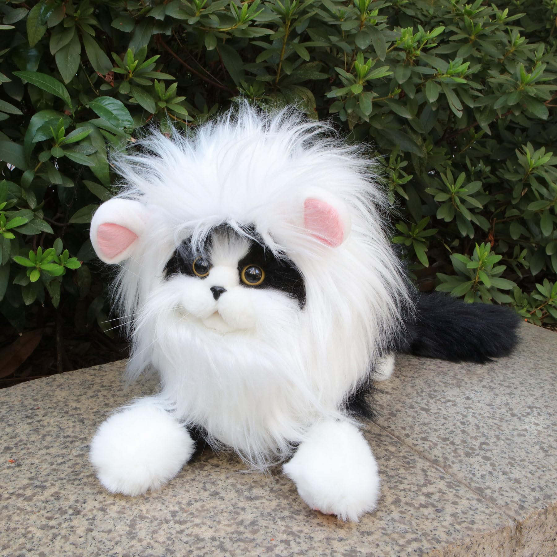 Rosylife Lion Mane Wig For Cat Costume Pet Adjustable Washable Comfortable Fancy Lion Hair Cat Clothes Dress For Halloween Christmas Easter Festival Party Activity (Small, White)
