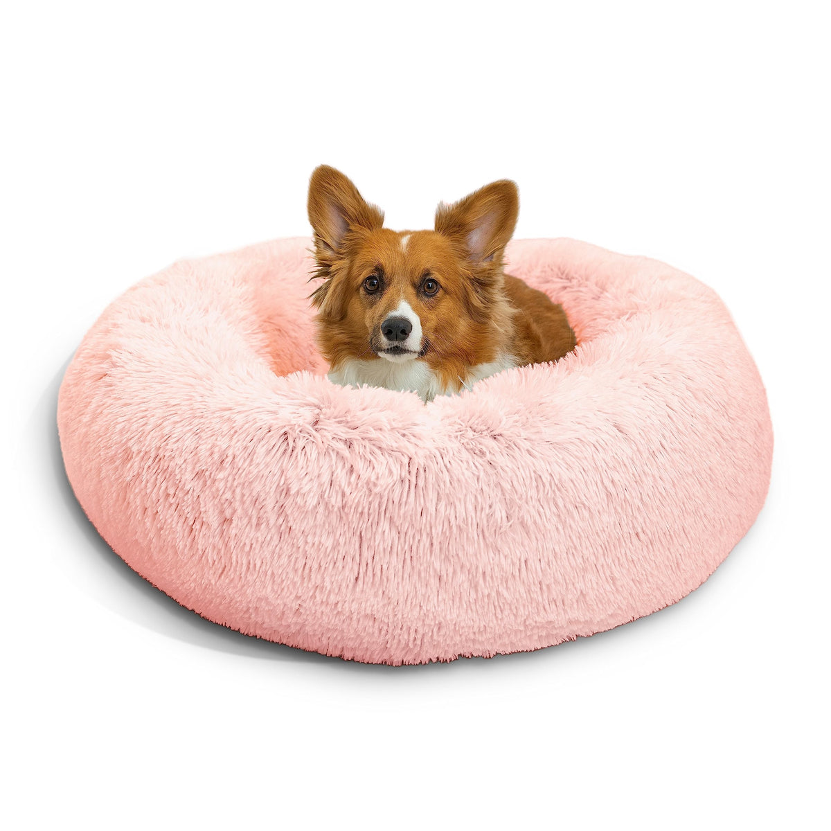 Best Friends By Sheri The Original Calming Donut Dog And Cat Bed In Shag Fur, Candy Pink, Medium, 30X30