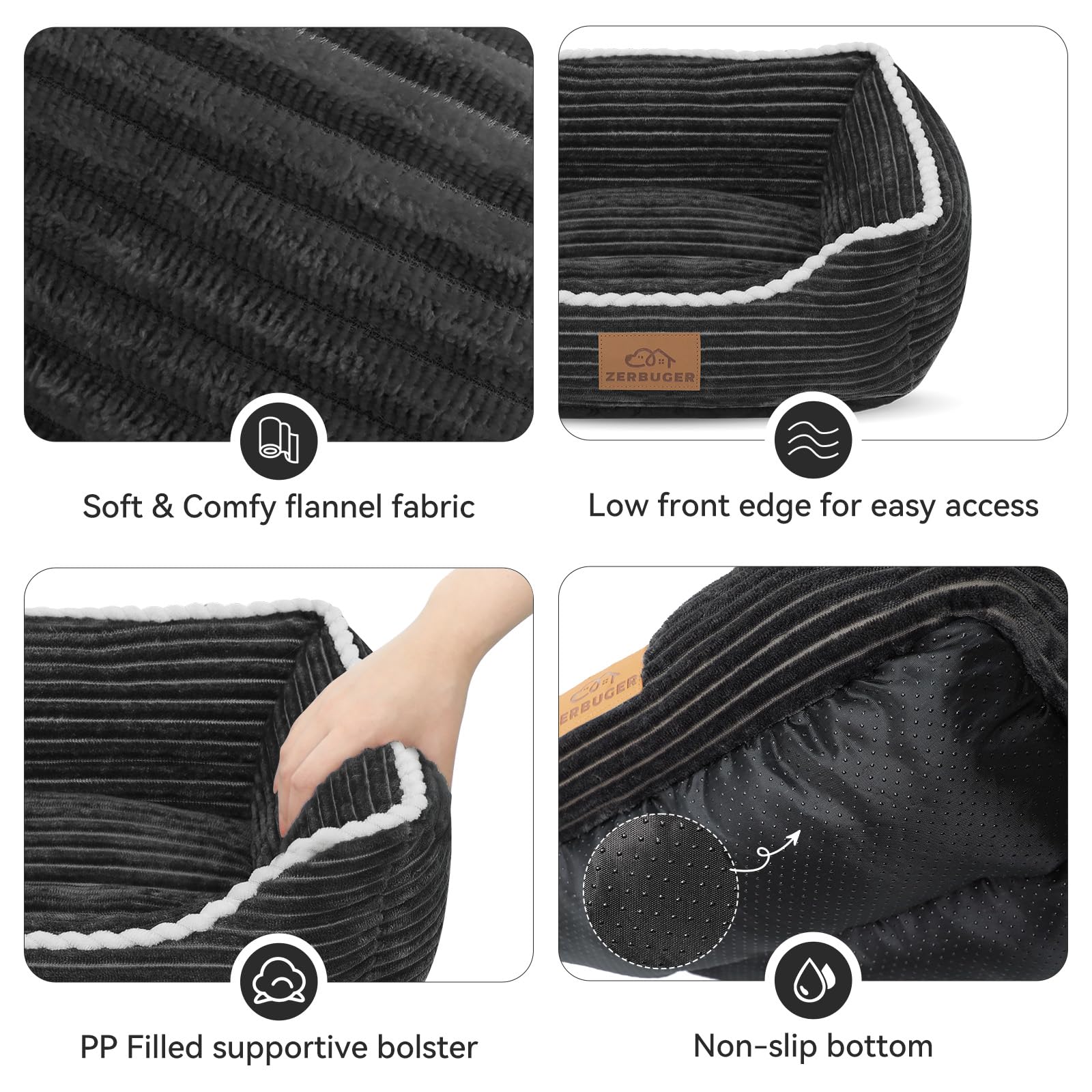 Cat Dog Bed For Pets, Rectangle Pet Bed Gift For Puppy And Kitten, Machine Washable Calming Fluffy Pet Couch Sofa For Indoor Out