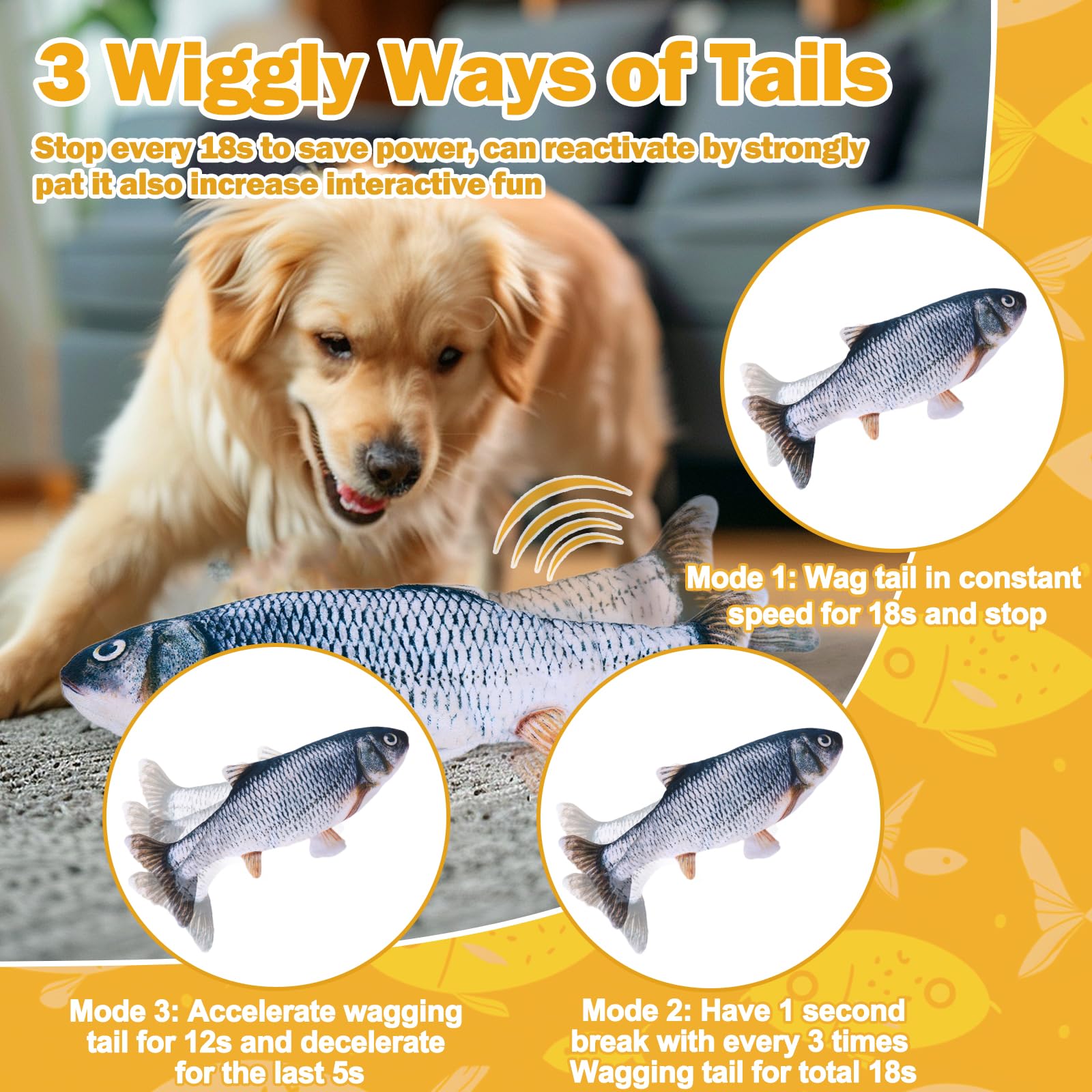 Interactive Dog Toys - Upgrade Flopping Fish Dog Toy To Keep Them Busy, Touch Activated Moving Dog Toys For Small / Medium / Lar