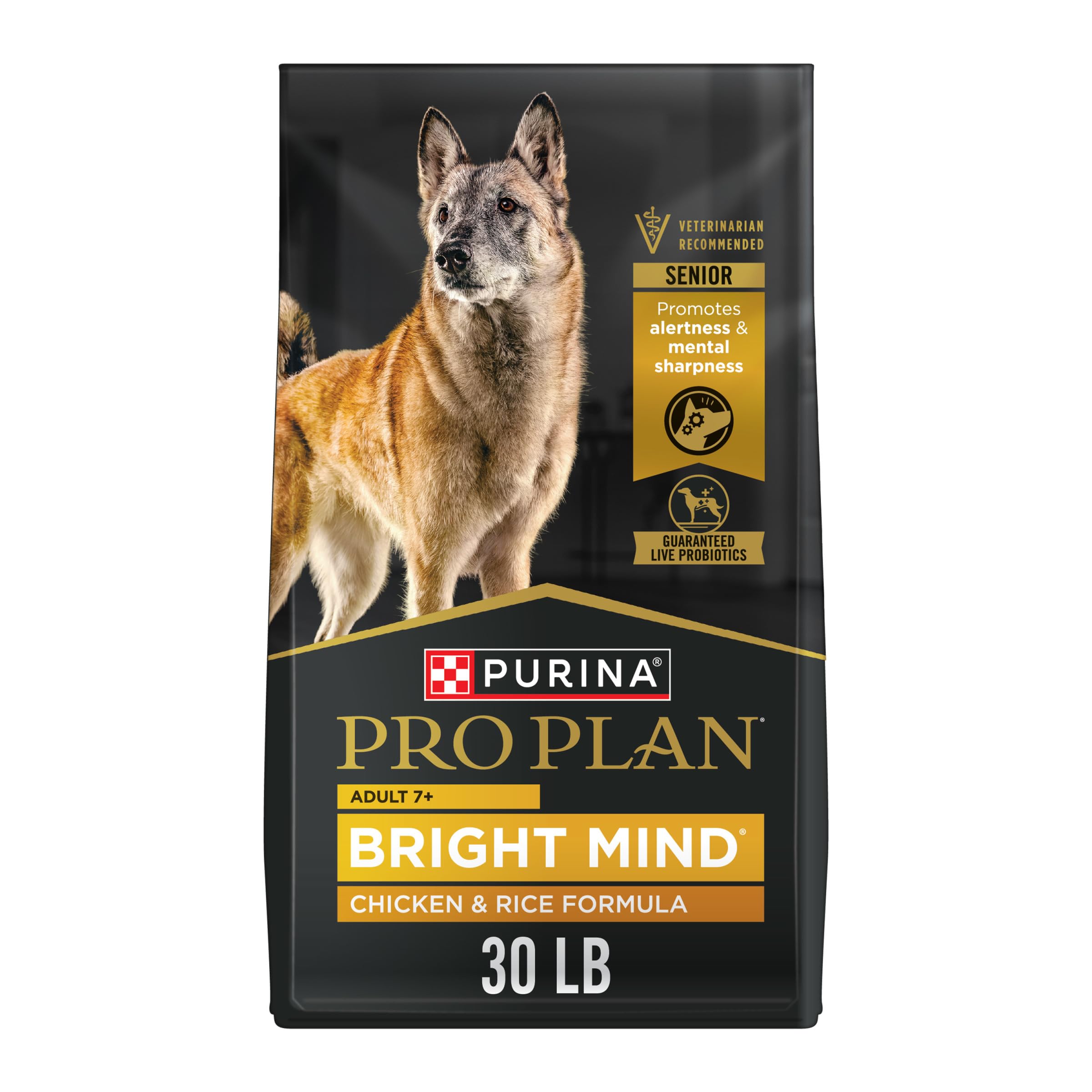 Purina Pro Plan Senior Dog Food With Probiotics for Dogs, Bright Mind 7+ Chicken & Rice Formula - 30 lb. Bag