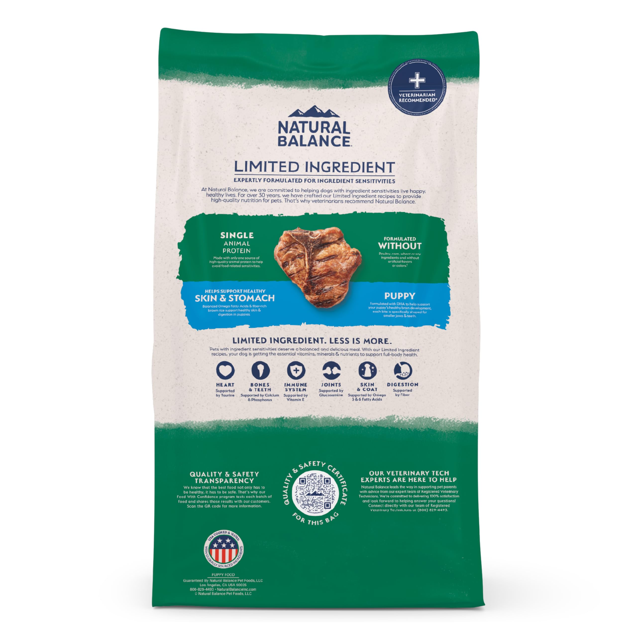 Natural Balance Limited Ingredient Puppy Dry Dog Food with Healthy Grains, Lamb & Brown Rice Recipe, 12 Pound (Pack of 1)