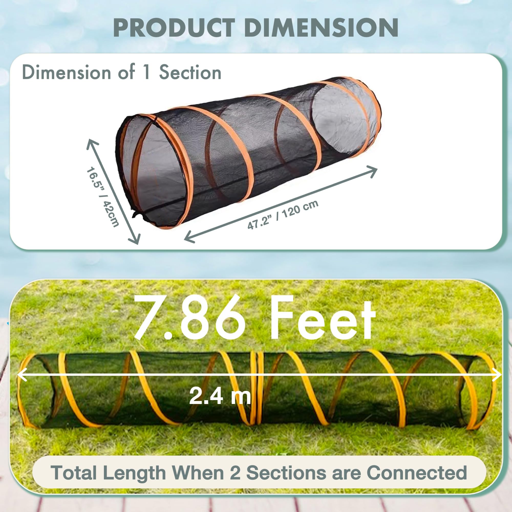 2 Pack Outdoor Indoor Pet Tunnel, Easy Assembly Pop-Up Mesh Cat Play Toy, Portable Foldable Soft Enclosure For Kitty Puppy Rabbi