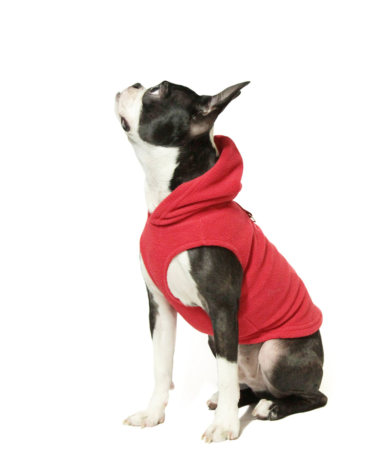 Gooby Fleece Vest Hoodie Dog Sweater - Red, Small - Warm Pullover Dog Hoodie With O-Ring Leash - Winter Hooded Small Dog Sweater - Dog Clothes For Small Dogs Boy Or Girl, And Medium Dogs