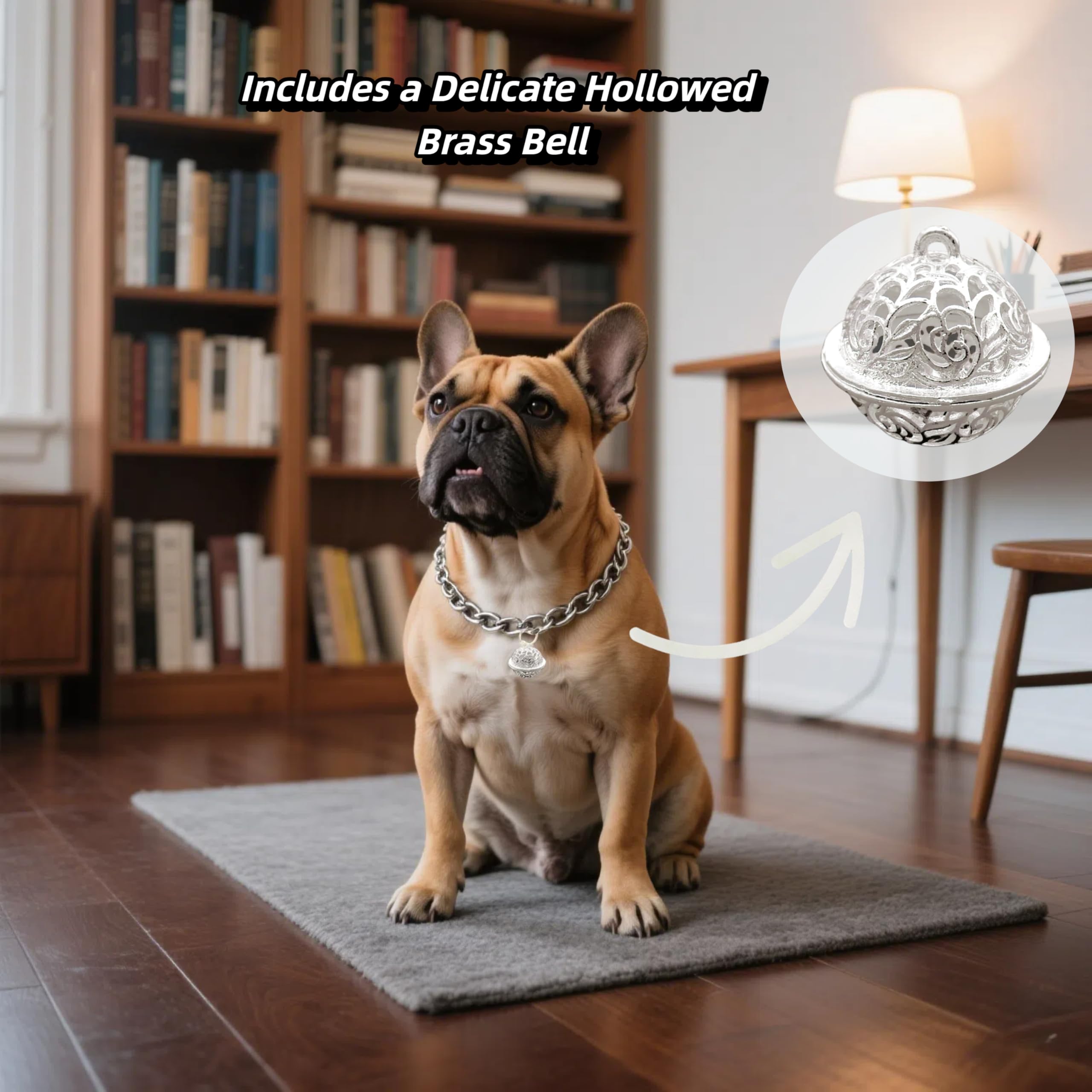 Cwyza Silvercat Chain Collar With Bell - Lightweight Metal Collar For Gifts, Adjustable Cuban Jewelry For Cats & Dogs (Silver, S