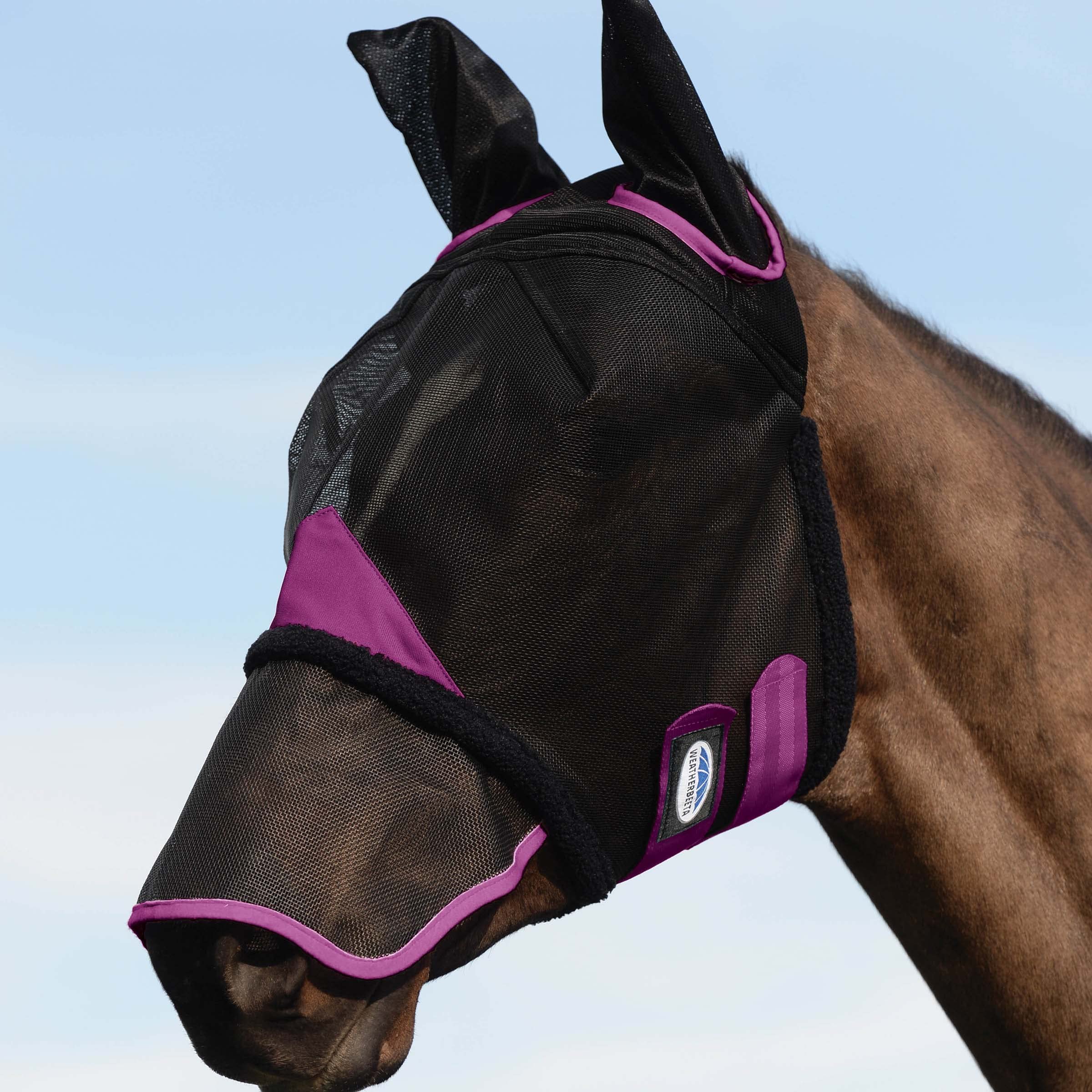 WeatherBeeta ComFiTec Durable Mesh Mask with Ears & Nose, Black/Purple, Full