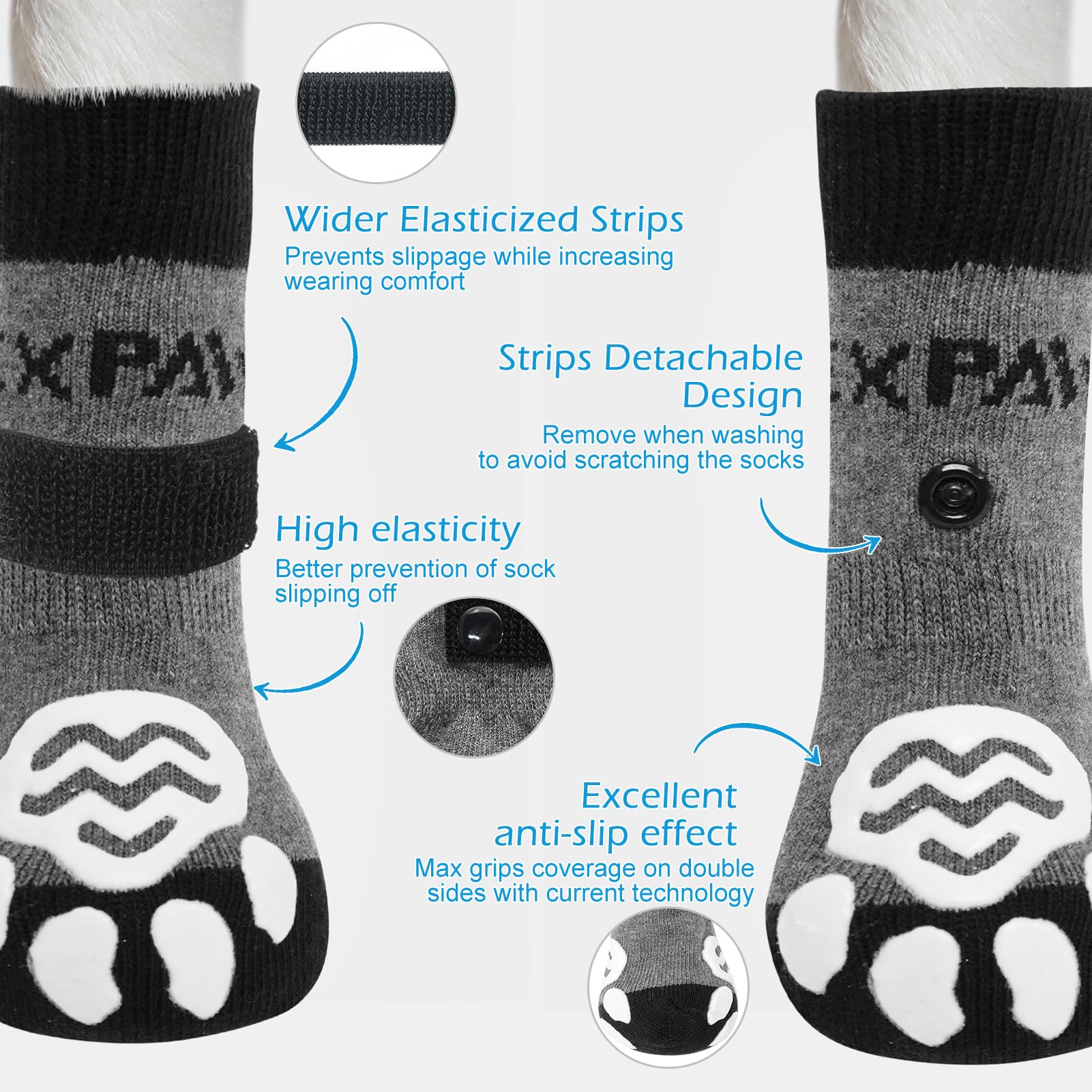Expawlorer Anti-Slip Dog Socks-4 Pcs Double Sides Grips Traction Control On Hardwood Floor,Dog Shoes Paw Protector For Hot Pavem