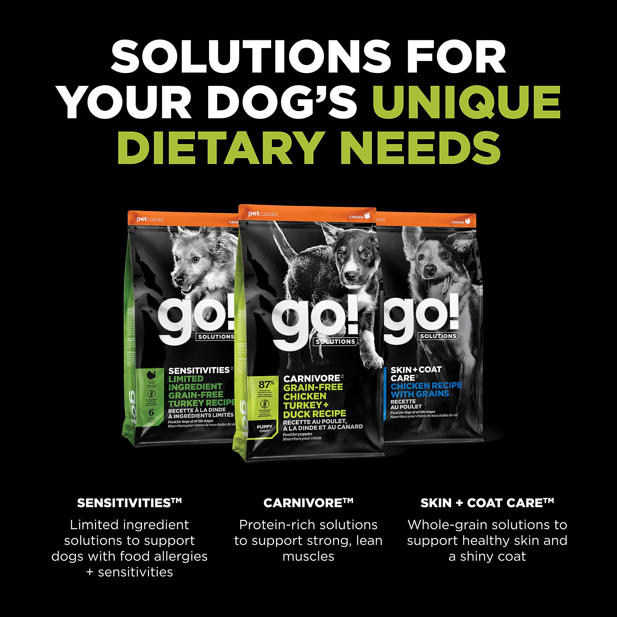 GO! SOLUTIONS Carnivore Grain Free Dog Food for Puppies, 22 lb - Chicken, Turkey + Duck Recipe - Protein Rich Puppy Food - Compl