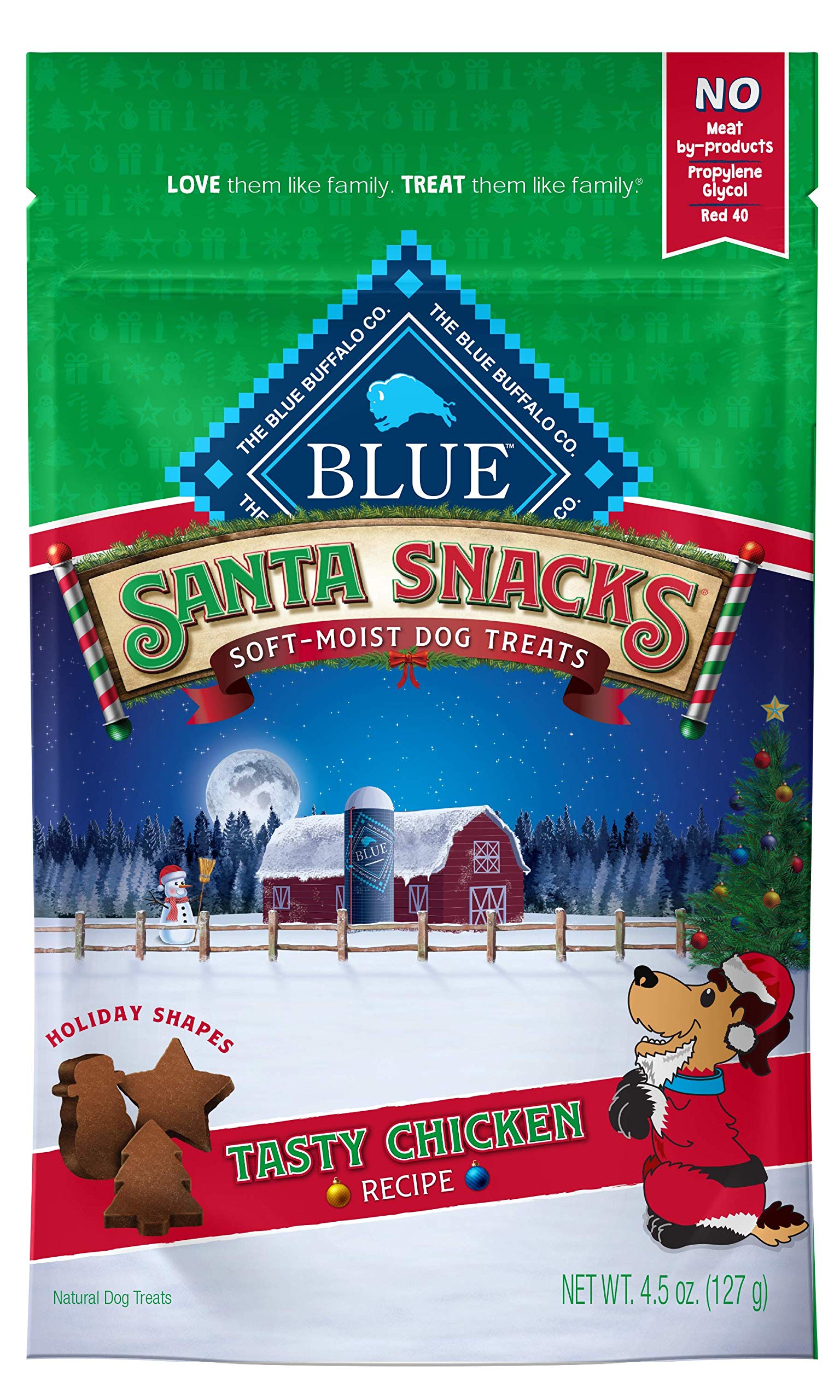 Blue Buffalo Santa Snacks Soft-Moist Dog Bits for Training, Chicken, 4.5-oz Bag